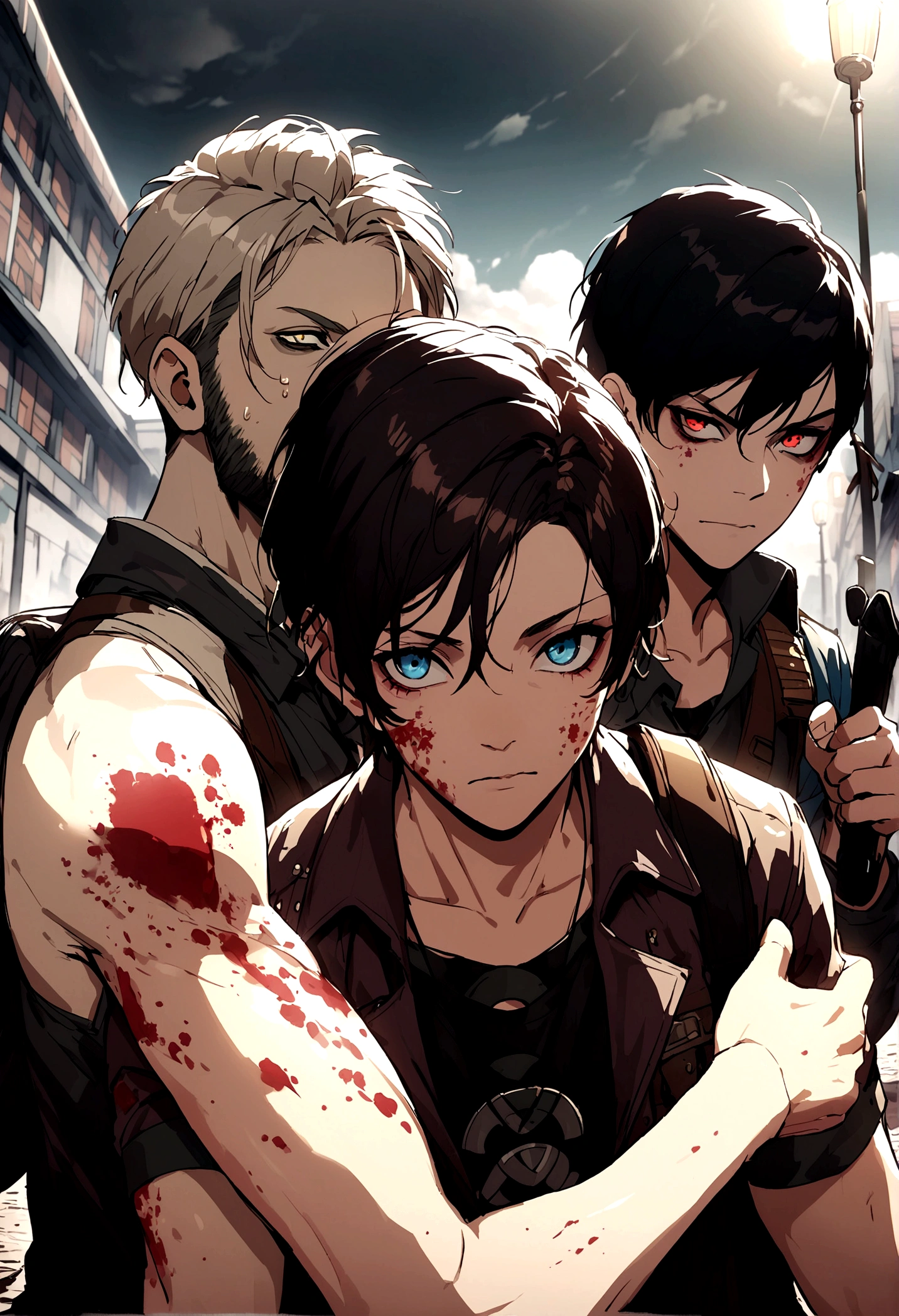 Three men, zombie apocalypse, 3 males