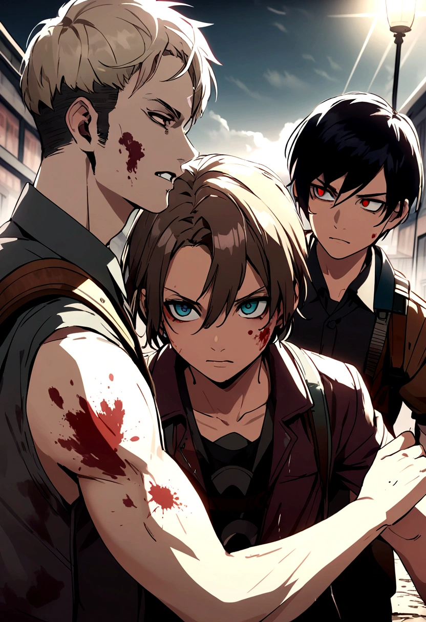 Three men, zombie apocalypse, 3 males