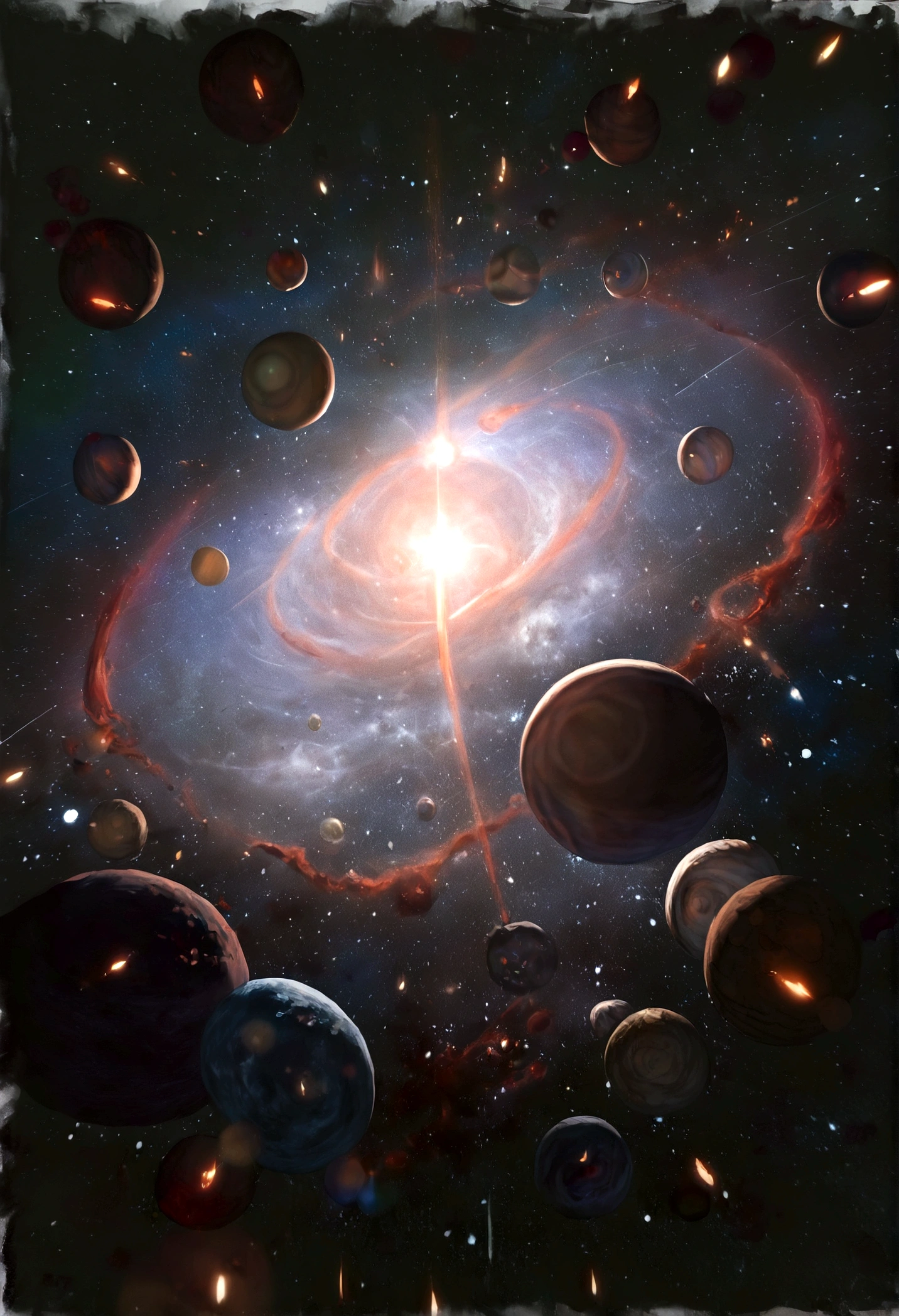 masterpiece, best quality, high quality, extremely detailed CG unity 8k wallpaper, Depth of Field, HDR,,Photorealistic,extremely detailed, Intricate, High Detail, universe, space, galaxy, stars, planets, astronomy, cosmos, celestial, nebula, black hole, solar system, cosmic rays, supernova, deep space, astronomical objects