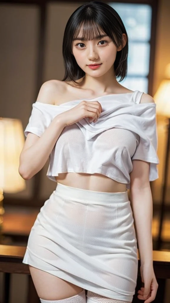 arafed asian woman in a white shirt and shorts, thigh xianxia, thigh, smooth white tight clothes suit, trending at cgstation, xintong  ling, jia, gorgeous chinese model, smooth translucent white skin, korean girl, milky white skin, sha xi, li zixin, sexy pose, shirt, Look at the viewer,