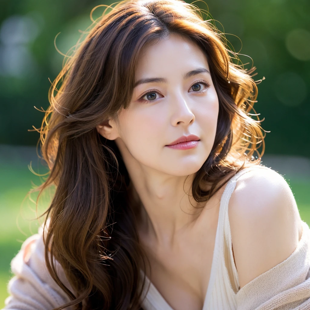 Beautiful mature woman with beautiful wavy long hair, Naughty Mature Woman, Ultra-high resolution,(Realistic:1.4), ((Highest quality)), ((masterpiece)), (be familiar with),