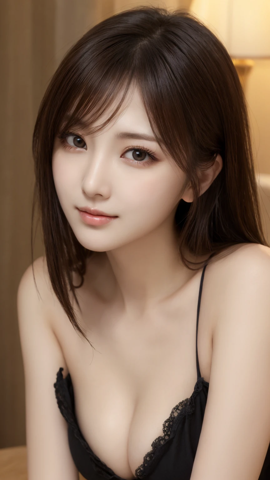 masterpiece、Highest quality、High resolution、Tabletop、wallpaper、Realistic、Bright lighting、Professional Lighting、Face Light、Smooth lighting、Japanese women、Adult、Beautiful woman、action、gravure、sexy、so beautiful、Beautiful Skin、Beautiful and exquisite、Detailed face、slim、Brown eyes、Looking into the camera、Cleavage、Big Breasts