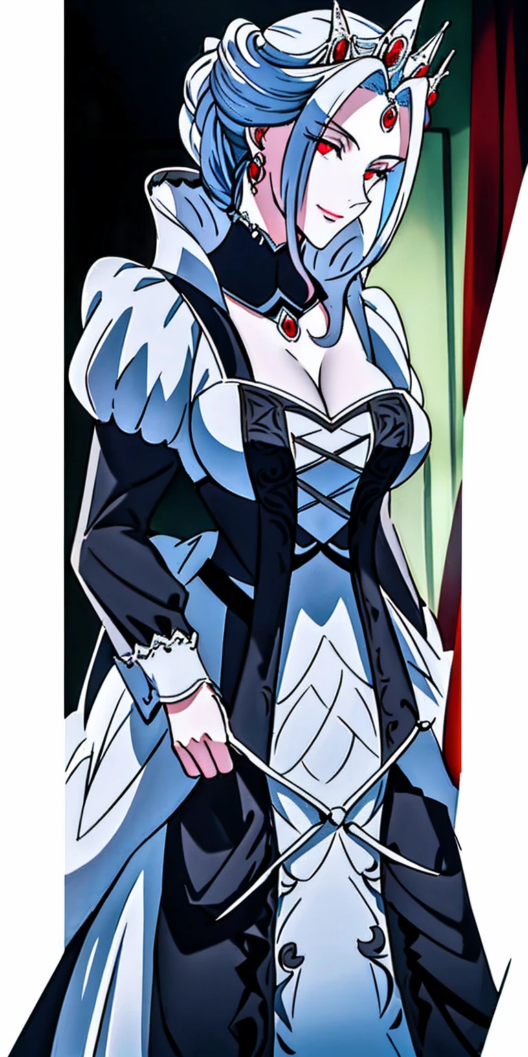 subject:
adult woman (maid of honor)
Full height Muscular build Shiny, porcelain skin Very long white hair White braid hairstyle Blind eyes Smile Extremely large breasts Maternal features Visible navel Defined abs Direct gaze at the viewer Attire:
Vestido de maid of honor (not specified in detail)
Additional items:
Oni Horns Quality:
Masterpiece High quality Additional details:
perfect lighting