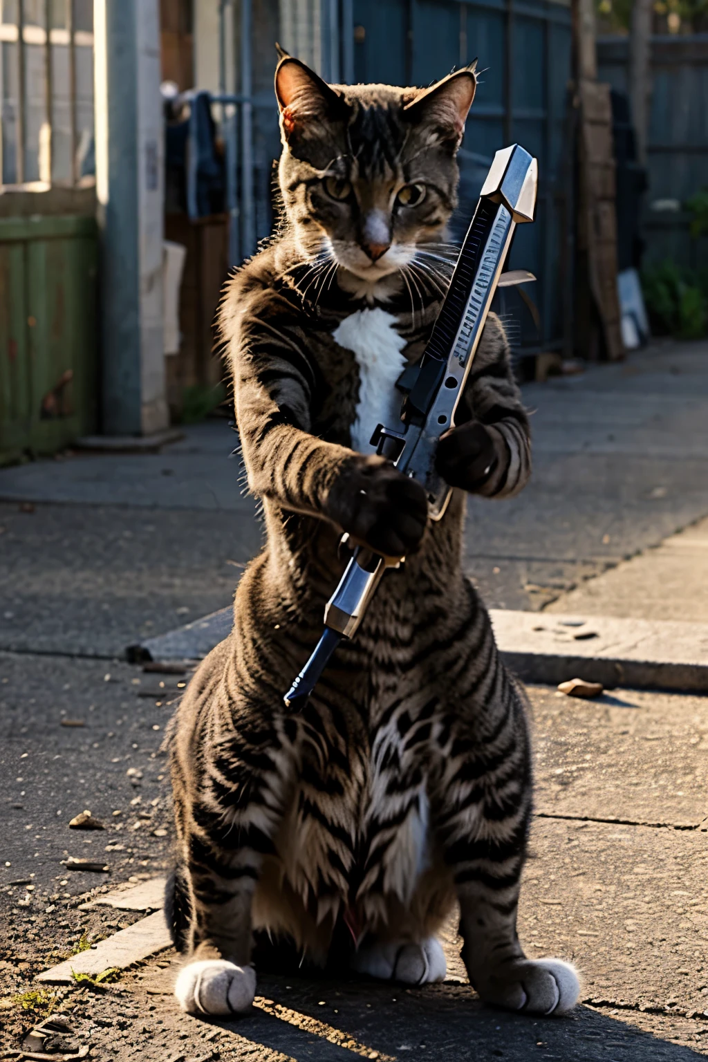 cats carry weapons and fight