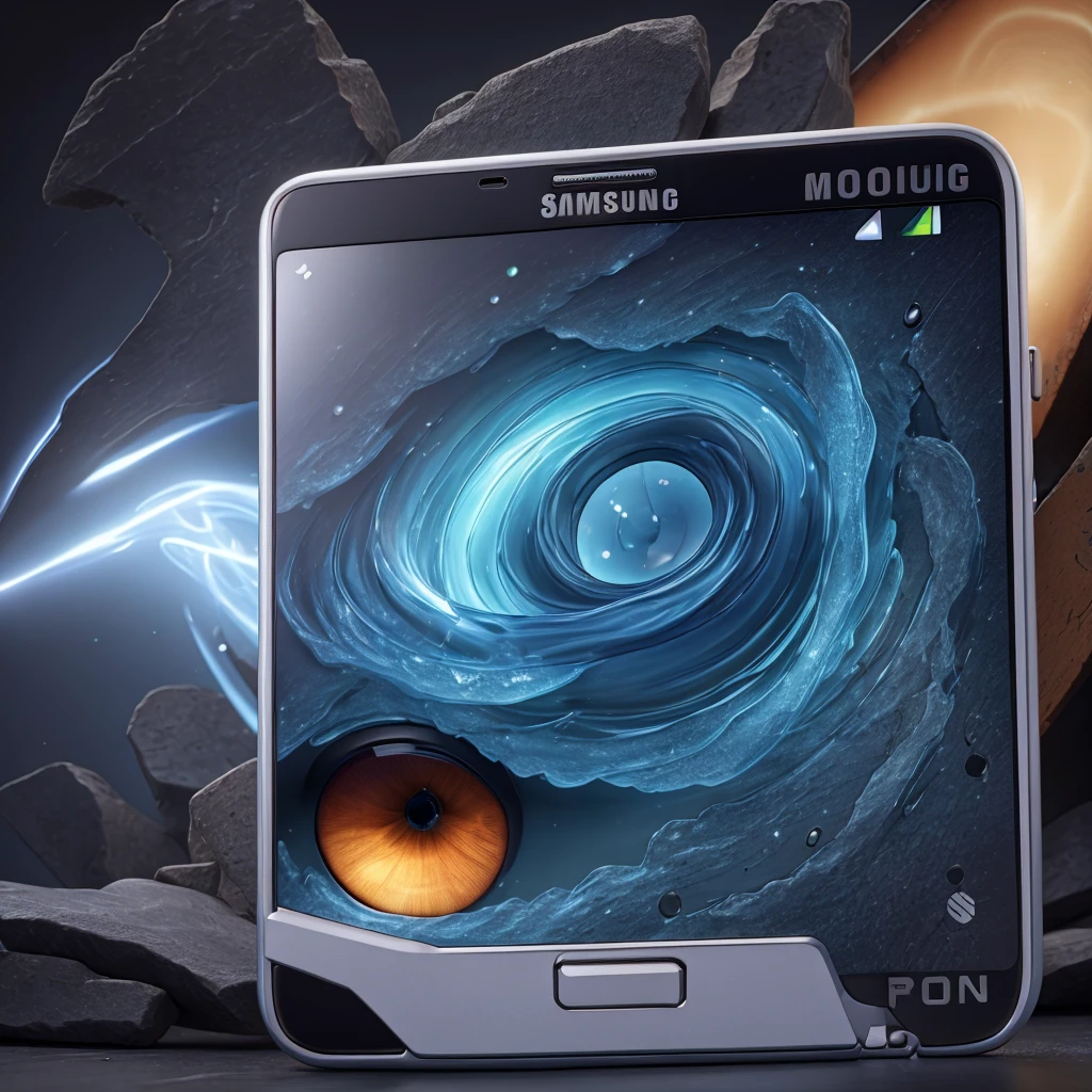 Samsung mobile phone comes to life and is ultra powerful ,eyes come out ,boca ,Clothes ,only metal and glass