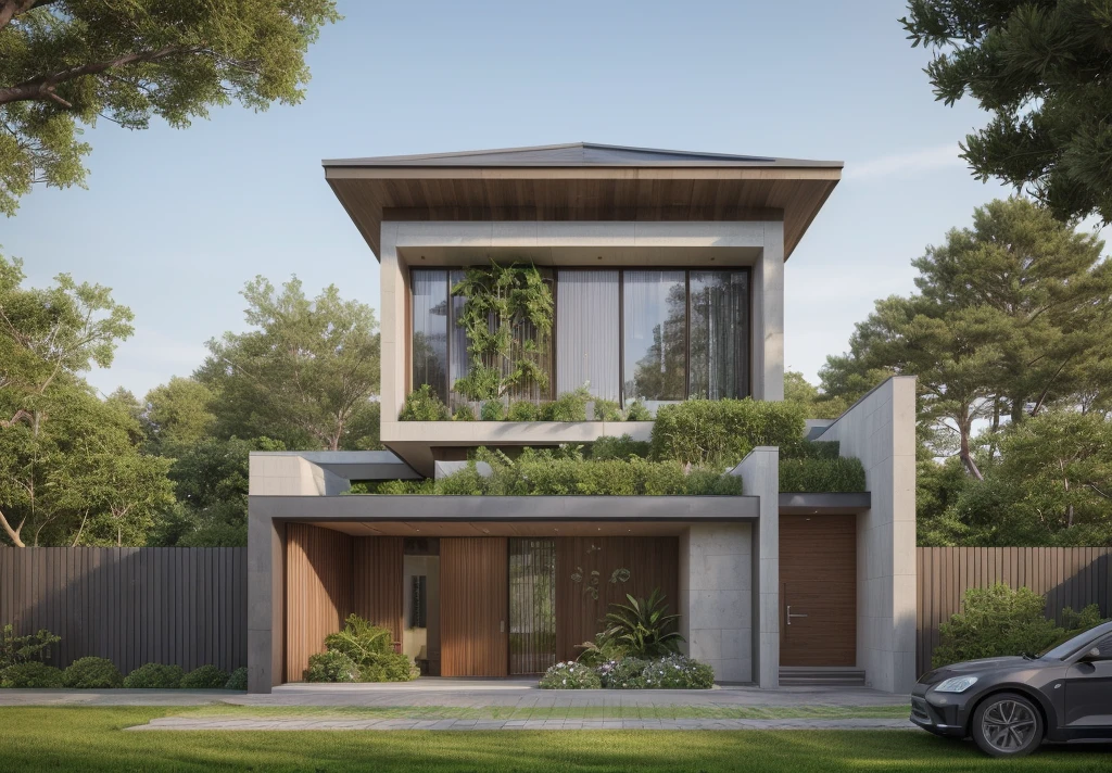 ((best quality)), ((masterpiece)), (detailed), perfect face, ((Masterpiece)), (best quality), (ultras Realistic), 8k, Raw photo, a rendering of a modern house with vietnamese roof anh brick yard , realistic garden, contemporary house, exterior design, wide establishing shot, modern house, in style of simplified realism, concept house, realistic building, front elevation view, wide angle exterior 2022, inter dimensional villa, building facing, sharp focus ilustration hq, modern style, realistic establishing shot, concept house, wide angle exterior 2022, precise architectural rendering, inter dimensional villa, award-winning render, front-view, mid-view, detailed rendering, architectural render, architecture render, modern house, architectural visualization, realistic architecture, insanely detailed rendering, exterior , trees landscape, sky wood paneled ceiling, a rendering of a modern house with a garden, precise architectural rendering, high quality rendering, award-winning render, professional render, beautiful 3 d rendering, beautiful rendering, architectural rendering, a photorealistic rendering, luxcore render, stunning render, an award winning digital render, beautiful rendered, high-quality render, architectural 3 d render, artistic render, a view of a garden with lots of flowers and plants, in a cottagecore flower garden, cottagecore flower garden, lush flowery outdoors, garden with flowers, flower garden summer morning, lots of plants and flowers, lush garden surroundings, lush chic garden, with a french garden, lush plants and flowers, home and garden, garden at home, homes and gardens, permaculture, with a garden, sustainable architecture, gardening, green house, homes and garden magazine, beautiful house on a forest path, vegetal architecture, a rendering of a modern house with a small balcony and a bancony , precise architectural rendering, modern house, contemporary house, concept house, street,