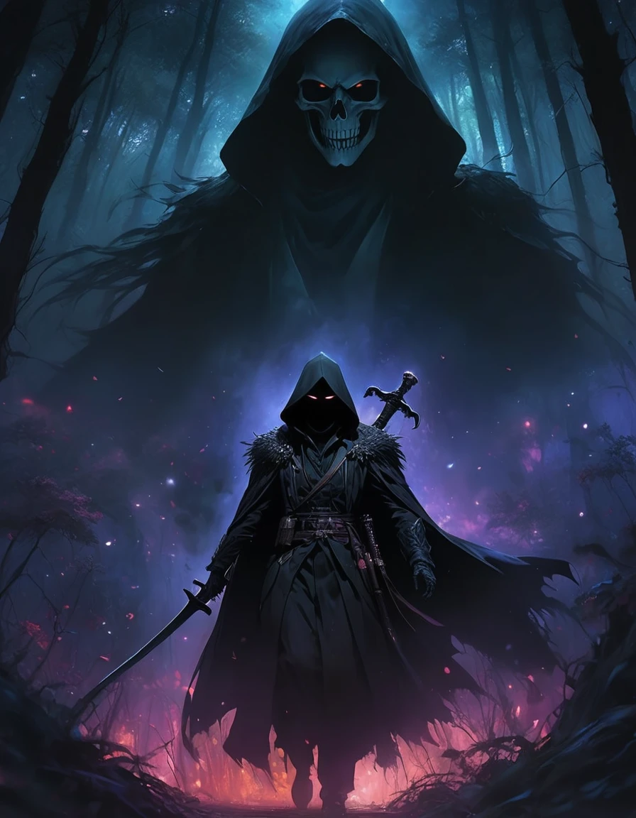 ((Masterpieces with up to 16K resolution):1.6),((soft_color_photograph:)1.5), ((超detailed):1.4),((Cinematic stills and dynamic angles):1.3) | ((double contact):1.3), ((Scary black grim reaper silhouette effect):1.2), ((Superimposed on a beautiful woman):1.1)《Dark forest sky》Agnes Cecil, Jeremy Mann, Oil and ink on canvas, Awesome dark art, Super Dramatic Lights, photographイラスト, Amazing depth, the Ultra-detaileded, 虹colorの黒, Extra dreams, intricately detaileds, Amazing depth, Great atmosphere, A fascinating, unusual and vibrant landscape, ((Shinigami Sickle):1.1), Maximalism ((It&#39;s Beautiful Outside, The inside is ugly, Pressure and pain, Beauty and despair, hard and soft, positive and negative, Hot and cold, Sour, Lively but boring, perfectionな調和, Light and shadow, Young and old, Black and White, Corresponding color, Noise々Quiet and peaceful, Chaos and Peace, life-and-death):1.2) A complex masterpiece from the leader in real-time engineering. | Rendered in Ultra-high definition with UHD and retina quality, this masterpiece ensures anatomical correctness and textured skin with super detailed. Focus on high quality and precision, This award-winning work is、Capture every nuance with stunning 16K resolution, Immerse the viewer in the vivid depiction. | ((perfection_composition, perfection_design, perfection_Layout, perfection_detailed, Ultra_detaileded)), ((Strengthen_all, repair_all of)), Learn more, Strengthen.