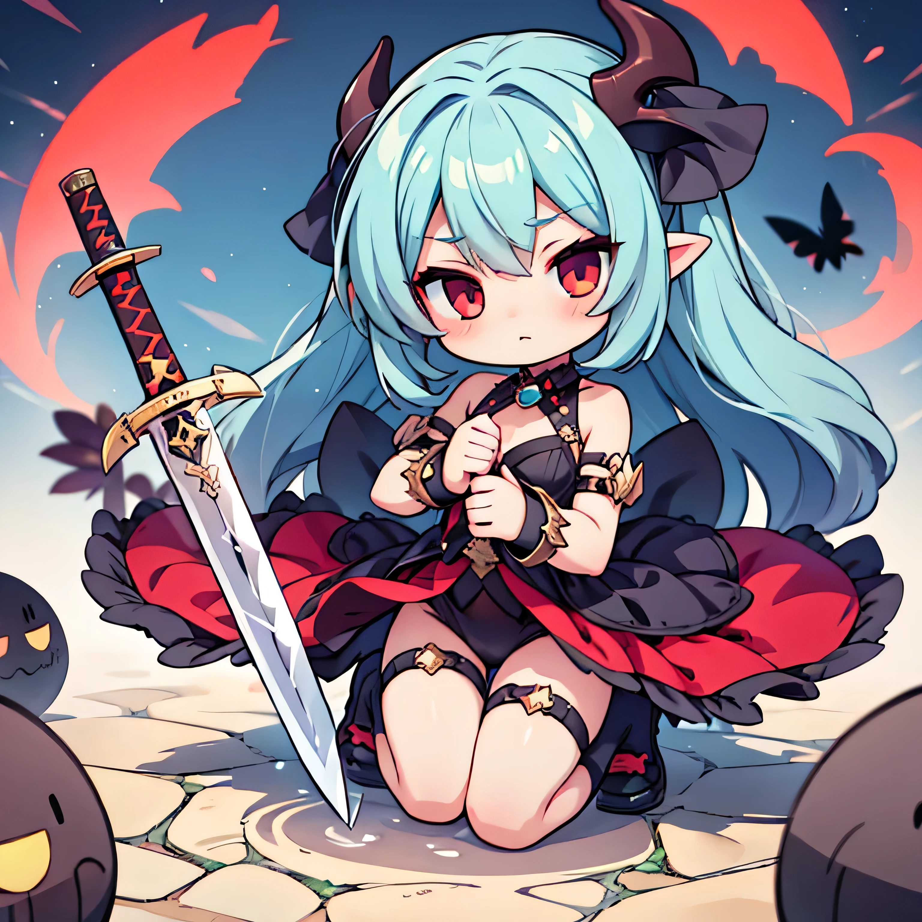 Succubus,chibi,sword,