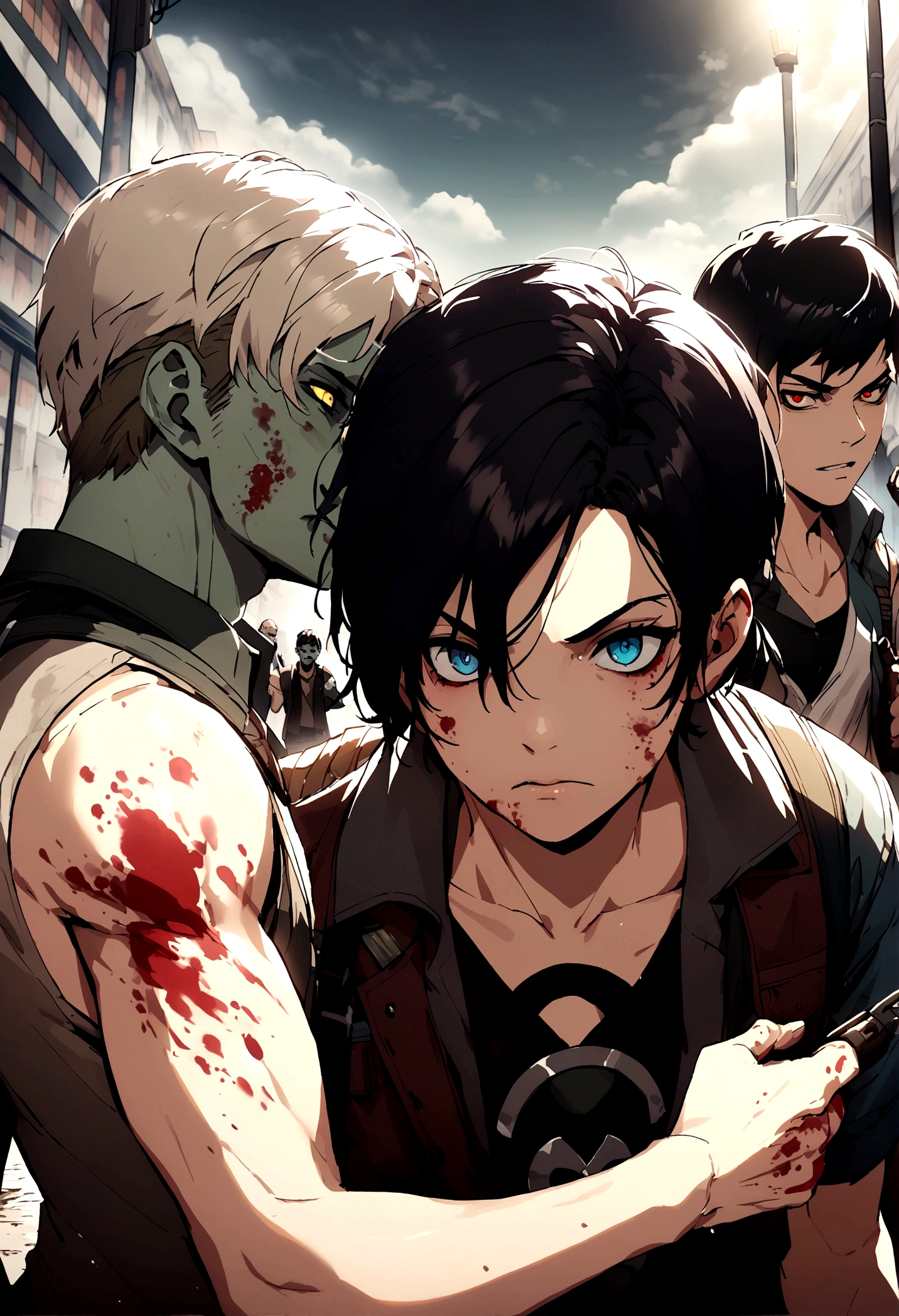 Three men, zombie apocalypse, 3 males