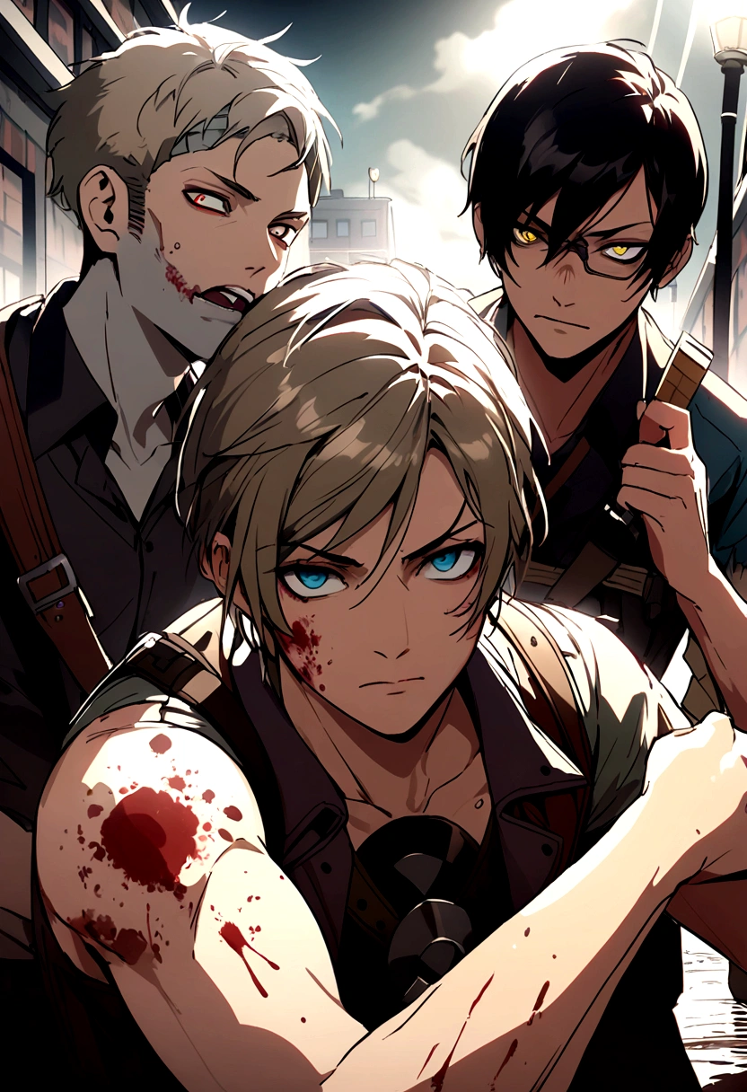 Three men, zombie apocalypse, 3 males