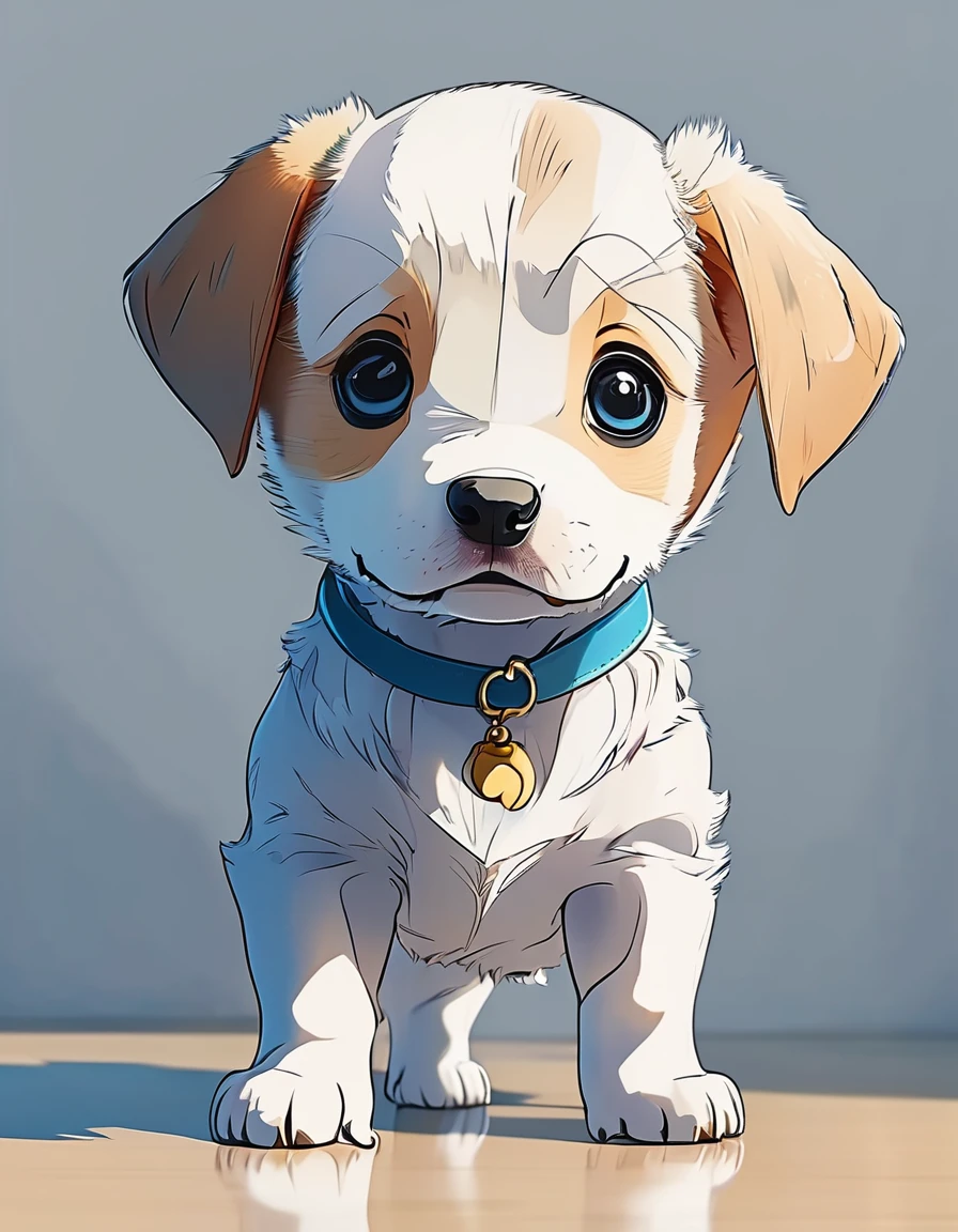 A cute baby puppy standing on two legs facing forward(Make it anime style)Make the background transparent