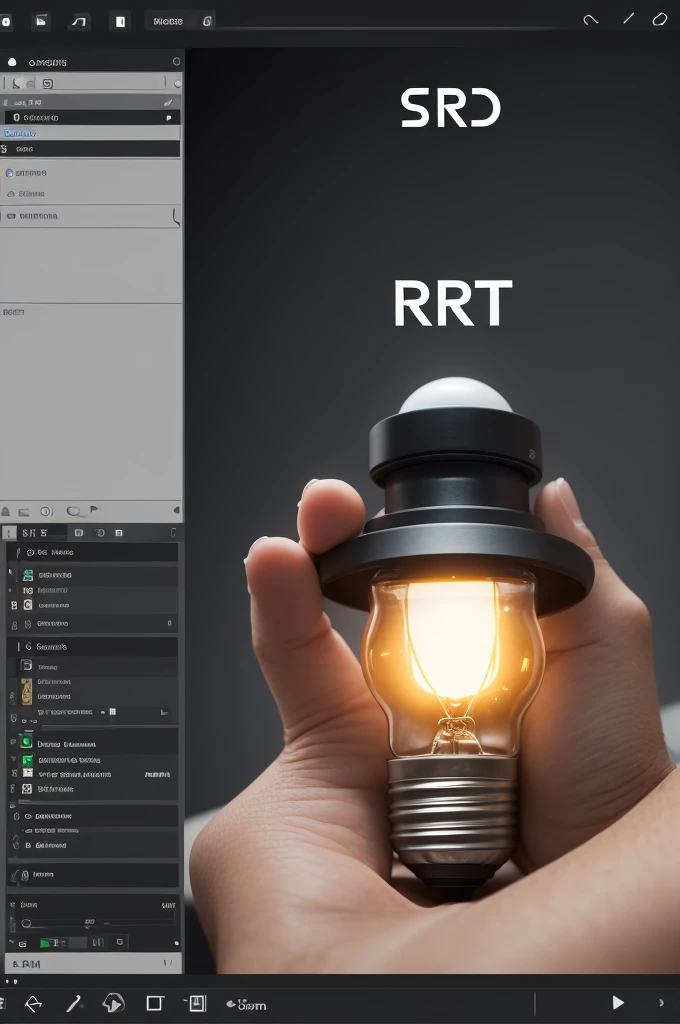 Create a video editing logo that has the acronym RF in the MIDDLE and with a light bulb on top