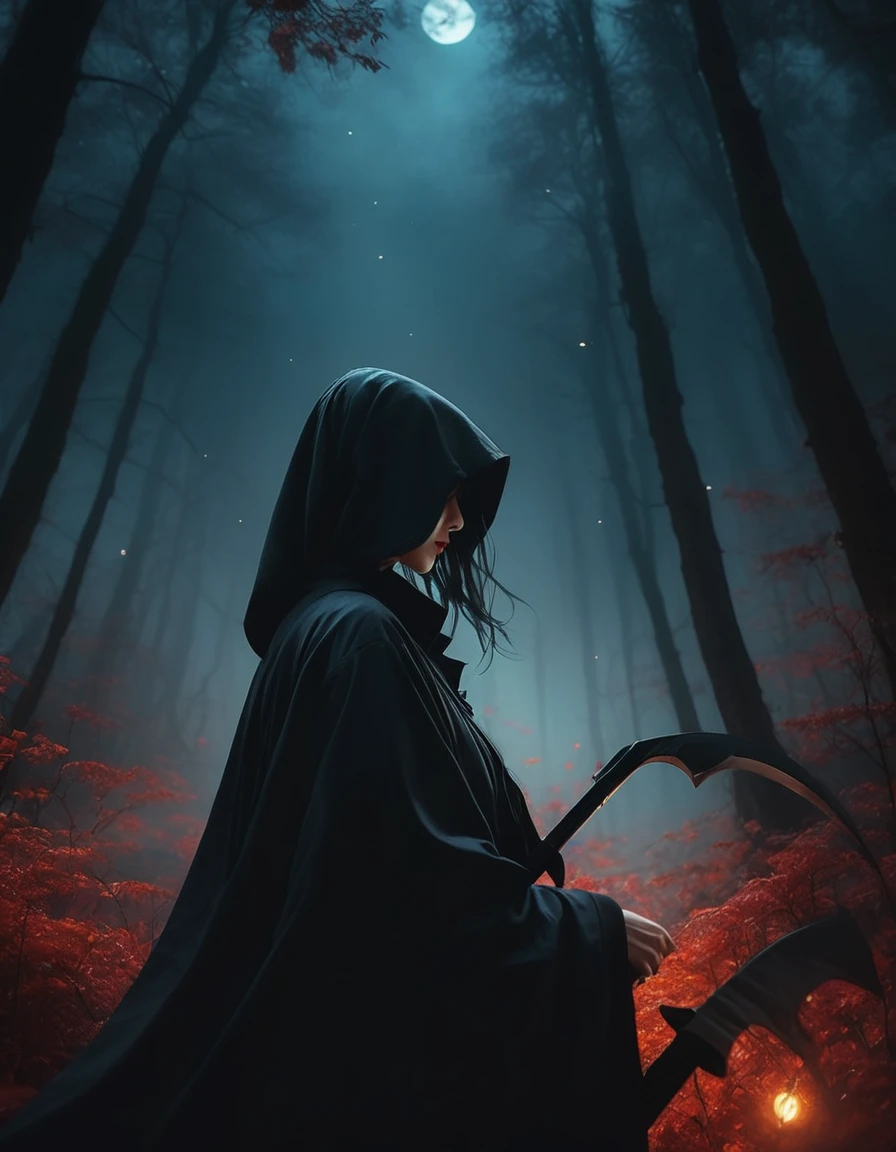 ((Masterpieces with up to 16K resolution):1.6),((soft_color_photograph:)1.5), ((超detailed):1.4),((Cinematic stills and dynamic angles):1.3) | ((double contact):1.3), ((Scary black grim reaper silhouette effect):1.2), ((Superimposed on a beautiful woman):1.1)《Dark forest sky》Agnes Cecil, Jeremy Mann, Oil and ink on canvas, Awesome dark art, Super Dramatic Lights, photographイラスト, Amazing depth, the Ultra-detaileded, 虹colorの黒, Extra dreams, intricately detaileds, Amazing depth, Great atmosphere, A fascinating, unusual and vibrant landscape, ((Shinigami Sickle):1.1), Maximalism ((It&#39;s Beautiful Outside, The inside is ugly, Pressure and pain, Beauty and despair, hard and soft, positive and negative, Hot and cold, Sour, Lively but boring, perfectionな調和, Light and shadow, Young and old, Black and White, Corresponding color, Noise々Quiet and peaceful, Chaos and Peace, life-and-death):1.2) A complex masterpiece from the leader in real-time engineering. | Rendered in Ultra-high definition with UHD and retina quality, this masterpiece ensures anatomical correctness and textured skin with super detailed. Focus on high quality and precision, This award-winning work is、Capture every nuance with stunning 16K resolution, Immerse the viewer in the vivid depiction. | ((perfection_composition, perfection_design, perfection_Layout, perfection_detailed, Ultra_detaileded)), ((Strengthen_all, repair_all of)), Learn more, Strengthen.