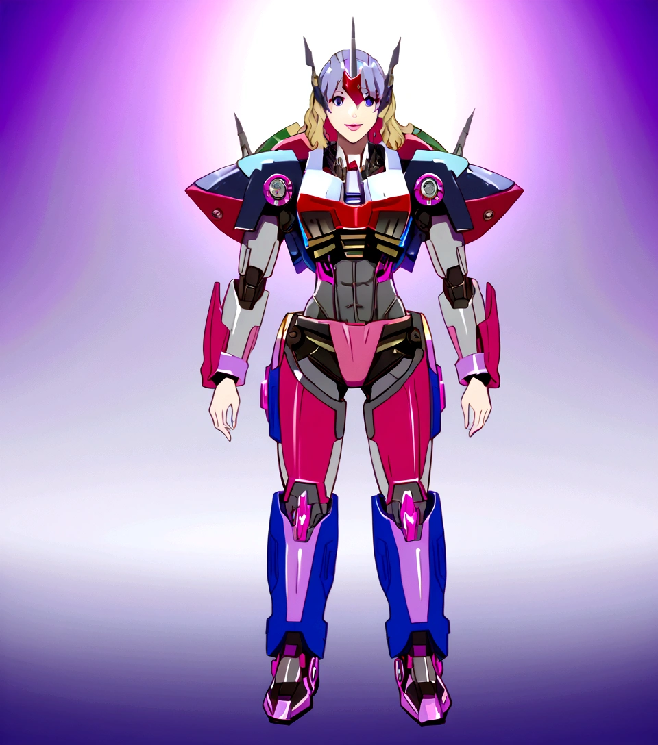 a detailed portrait of Rika Kawai, beautiful detailed eyes, beautiful detailed lips, extremely detailed eyes and face, long eyelashes, anime girl, smiling, wavy hair, mecha, Optimus Prime, highly detailed, 8k, photorealistic, cinematic lighting, vibrant colors, dynamic composition