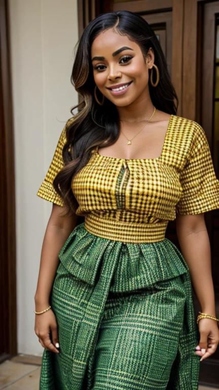 Lauren London dressed in sexy traditional Togo clothing and smiling