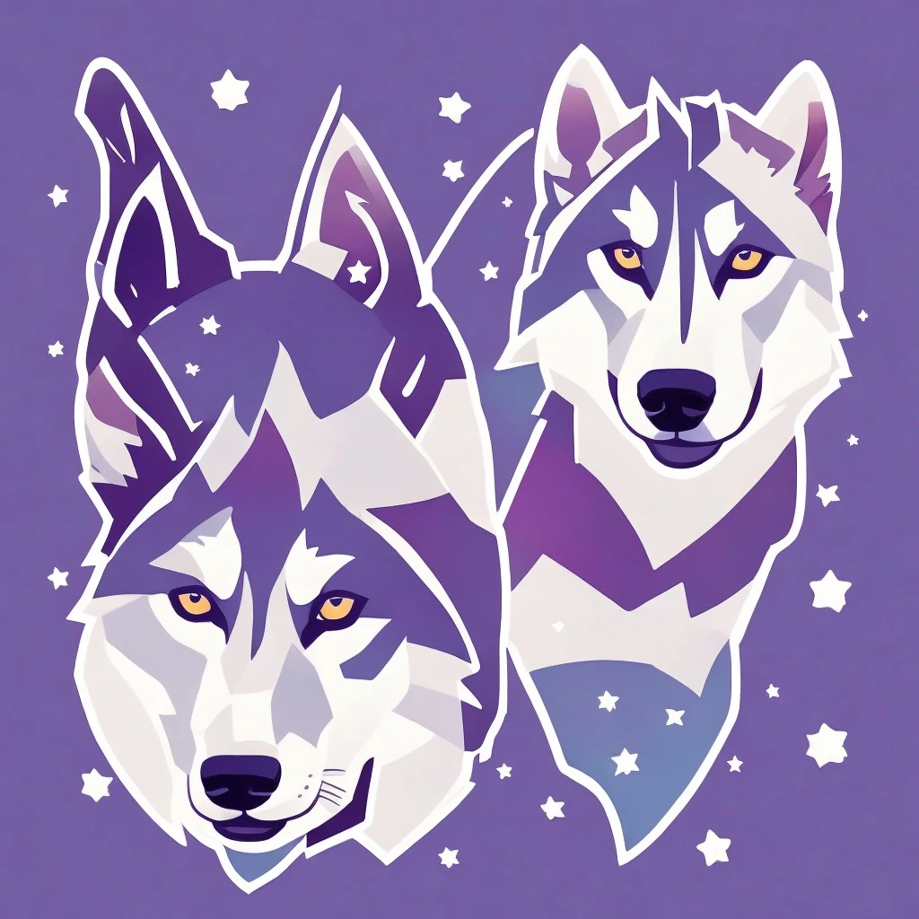 Create a sharp and modern logo featuring the head of a husky. The husky's eyes should be piercing, and use shades of gray and white to capture the fur texture. The logo should have a geometric design with sharp edges while maintaining the natural essence of the husky's features. Aim for a vintage classroom atmosphere, with a soft-focus background and high contrast, creating a unique and educational mood.

Additionally, incorporate the following elements:
- Highlight the shape of the husky's ears.
- Place a small snowflake or ice crystal in the center of the logo.
- Add an icy crystal texture to the husky's fur.
