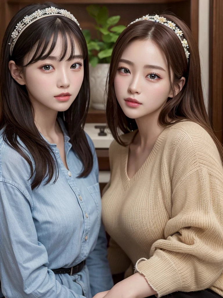 Highest quality、masterpiece、8K、Very detailed、Realistic、(Two Girls)