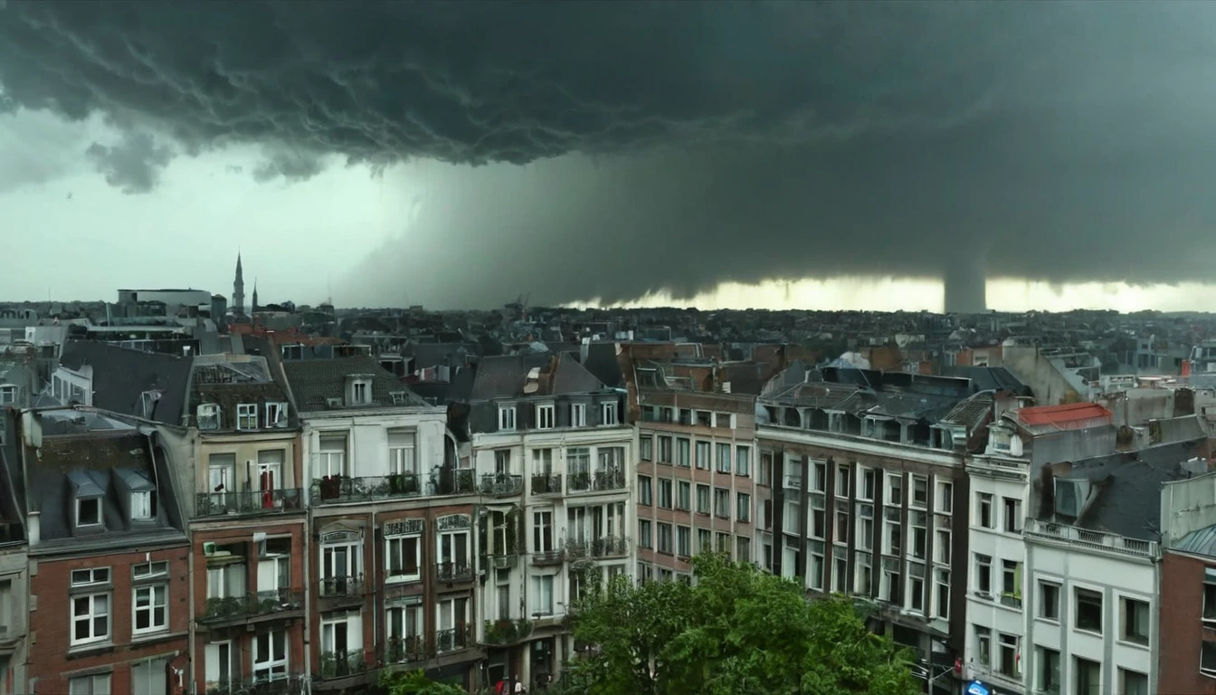 whoa, Dramatic moving image depicts an intense storm that hit Brussels, surprising residents of the Belgian capital with heavy rain and violent winds.