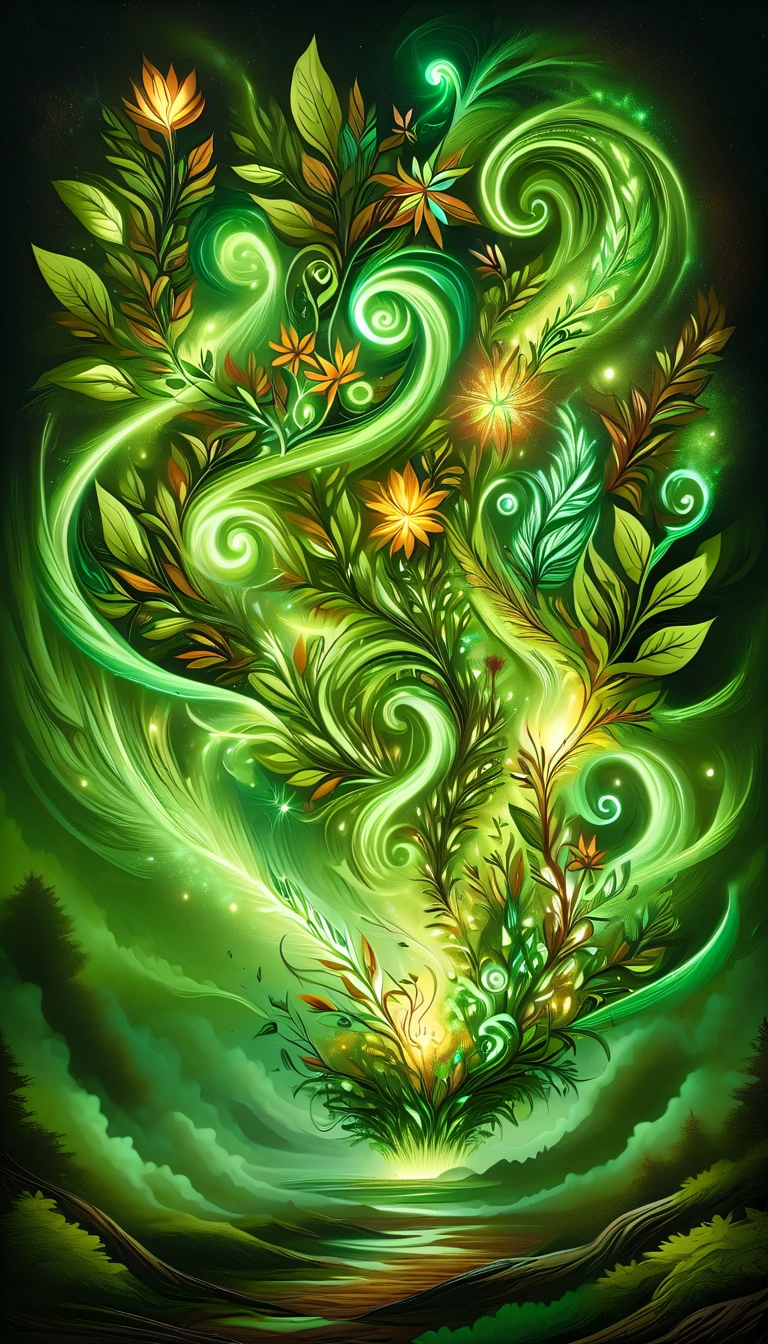 DonMM4g1cXL, summoning nature magic, bioluminescent, glowing