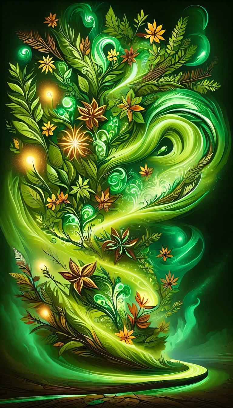 DonMM4g1cXL, summoning nature magic, bioluminescent, glowing 
