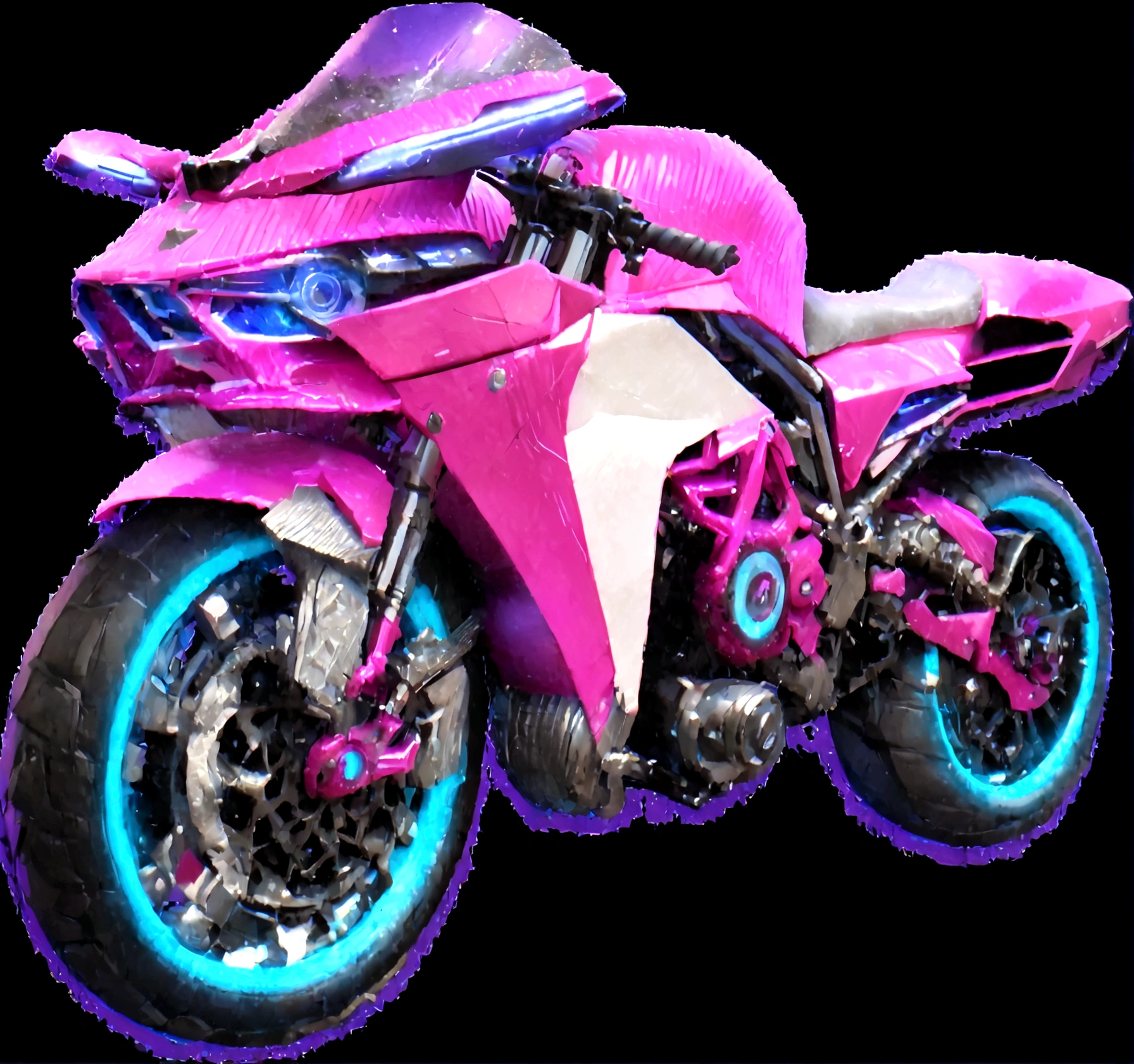 A cutting-edge electric motorcycle,No humans,Decorated with intricate、Abstract pattern,Filled with floating geometric shapes and,Inspired by the surrealist works of Salvador Dalí,and rendered with the help of Unreal Engine 5,Provides ultra-realistic details and lifelike textures,Cyberpunk(2),Cool,Precise details,High Saturation,Simple background,Top quality, masterpiece, Ultra-high resolution, (Photorealistic:1.4), RAW photos,