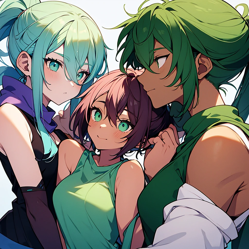 green hair, red hair, green and red hair