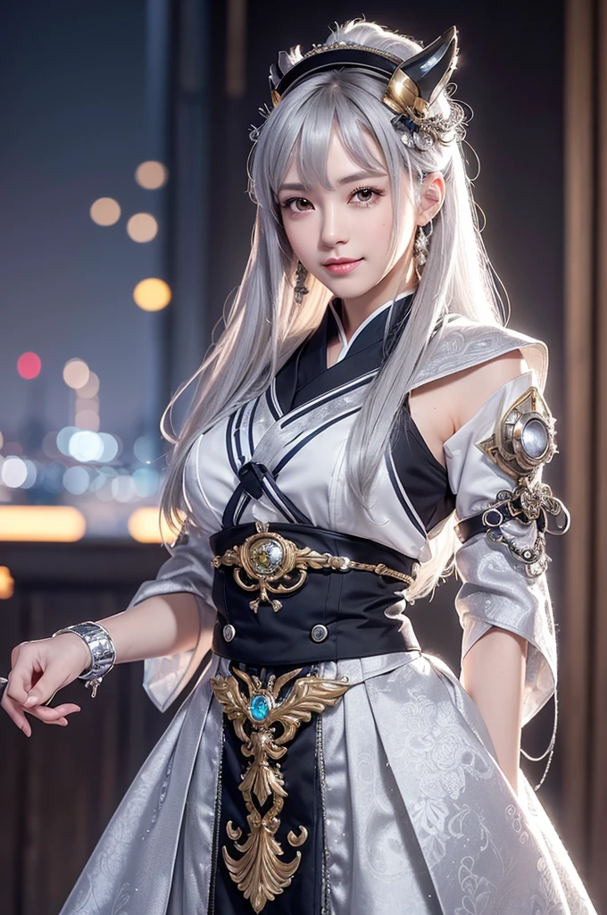 top-quality、​masterpiece、超A high resolution、(Photorealsitic:1.4)、Raw photo、女の子1人、Black hair、(((Colorless transparent latex in the shape of a gorgeous woman forming the body:1.4)))、(((Raw skin:1.4)))、(((Large silver plated metal nipples:1.4)))、(((Silver mirrored metal bones seen through latex):1.4)、((super realistic details))、portlate、globalillumination、Shadow、octan render、8K picture quality、ultrasharp、((All machine metal is mirror silver plated.:1.4))、Mechanical skeleton、Blood vessels in the tube、highly intricate detail、Realistic light、CGSoation Trends、a purple eye、Eyes shining towards the camera、neon details、(Mechanical ribs)、Mechanical spine、mechanical vertebra、Mechanical neck、sitting on、Wires and cables connecting to the head、Gundam、Small LED lamp、(Purple lighting from behind:1.2)、(((wearing Japanese kimono:1.4)))