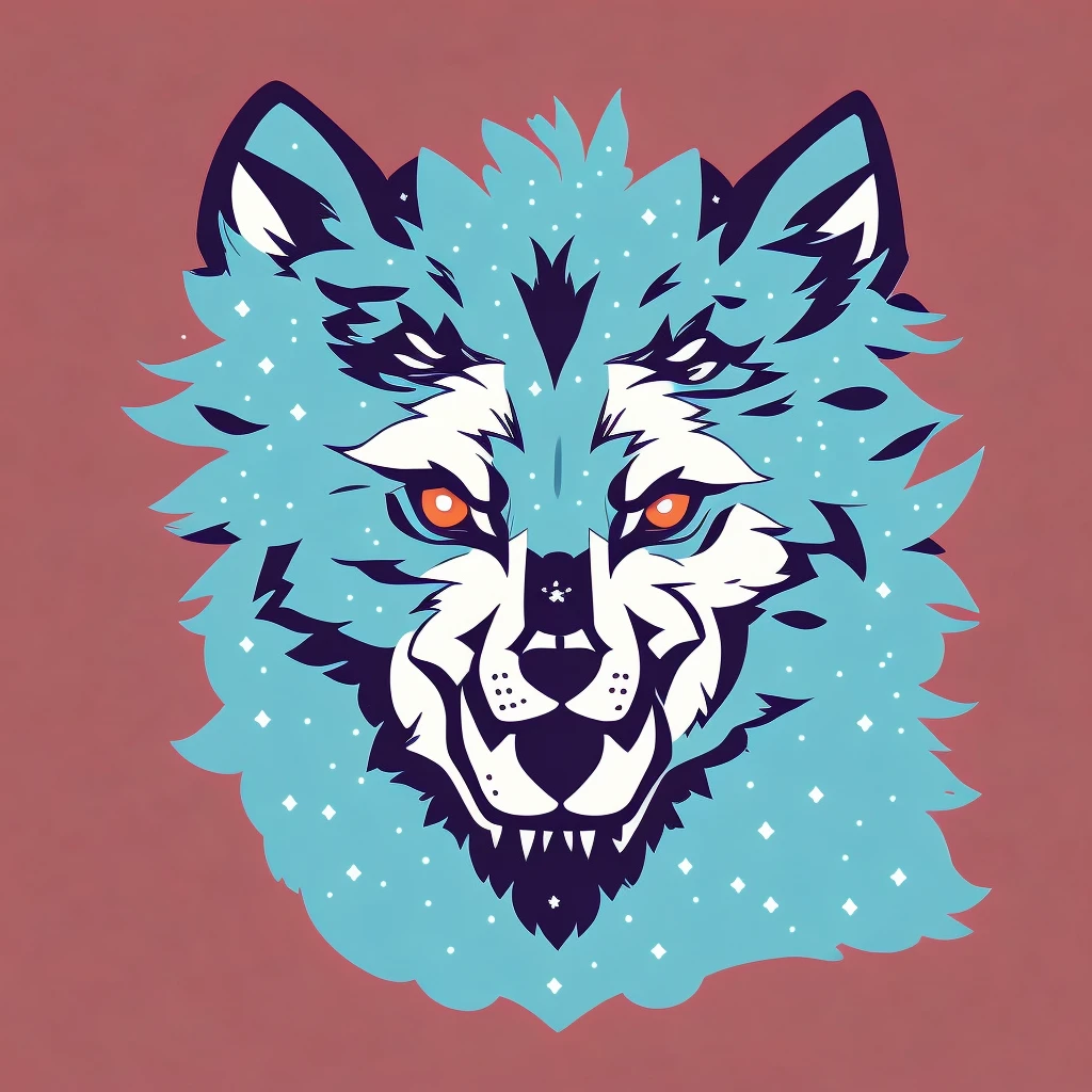 it is logo, wolf with gray and white color , right eye blue , left eye black , cool ,designable