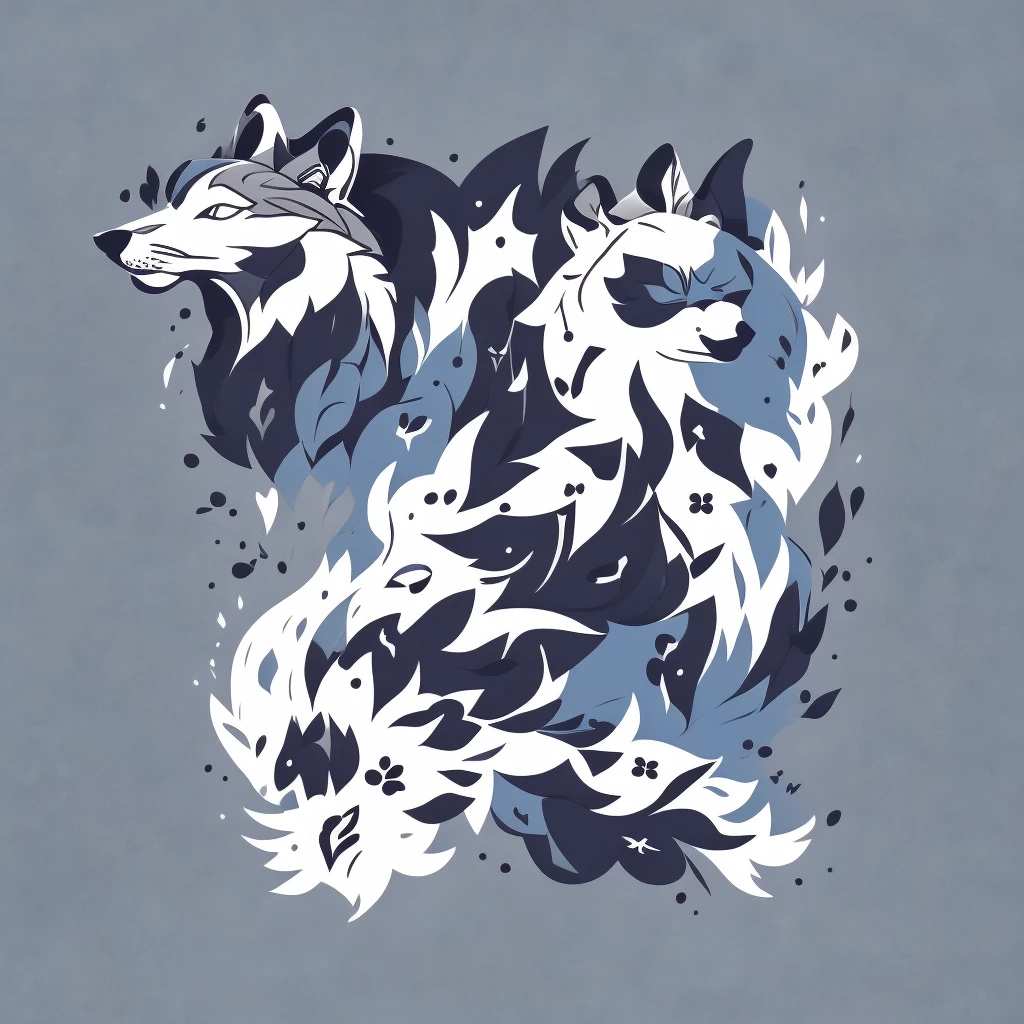 it is logo, wolf with gray and white color , right eye blue , left eye black , cool ,designable