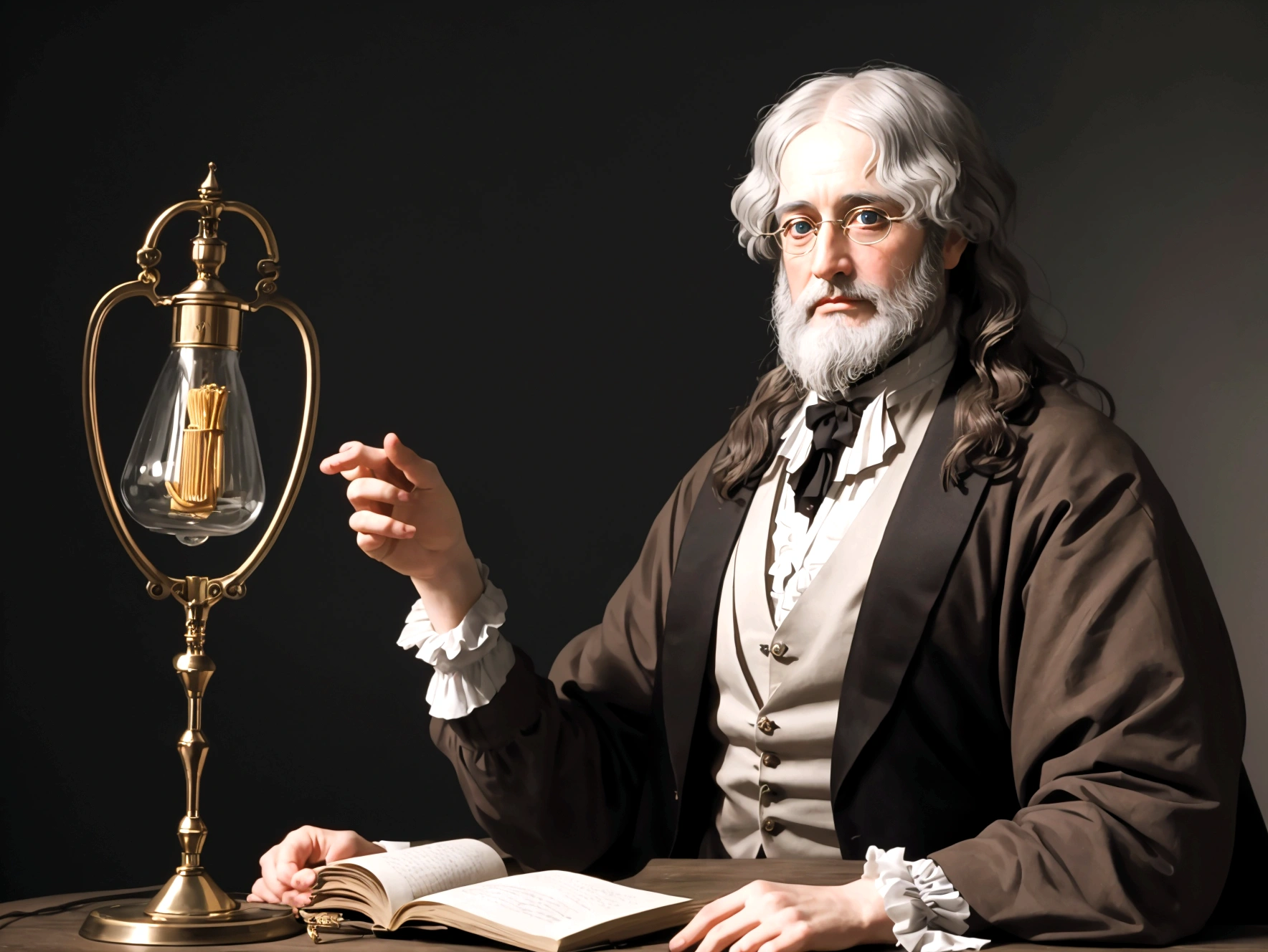 Create a beautiful image for Isaac Newton，When he was in his old age，he has a beautiful beard