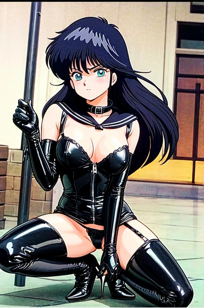 (((Yankee sitting:1.4)))、(((Poop sitting)))、(((open legs:1.4)))、(((Wide-open legsでしゃがむ:1.4)))、(((Raise your knees and open your legs in an M shape:1.4 )))、BDSM、Queen、mistress、(((One girl)))、solo:1.8、(((Black latex elbow gloves:1.4 )))、(((Black latex long sleeve sailor suit:1.4)))、Red scarf、(((Black latex super mini pleated skirt:1.4)))、(((Black Thigh Boots)))、(((Black fishnet stockings:1.2 )))、(((Stiletto Heel Boots:1.4)))、(((Black latex panties)))、(((Black latex bra)))、(((Red leather collar)))、(((Sexy pose:1.4 )))、Wide-open legs:1.2、(((Erotic)))、(((Cowboy Shot)))、City at noon、Madoka Ayukawa、Spread your legs、Squat、Dark blue hair、Perfect body、Sexy pose、
1 Girl,young woman,Beautiful fingers,Beautiful long legs,Beautiful body,Beautiful Nose,Beautiful character design, Aqua blue eyes, Perfect Face,詳細なeye,Perfect balance,
Looking at the audience,(彼女の顔に注eye),Mouth closed, (Innocent_big_eye:1.0),
Official Art,High quality CG Unity 8K、
(masterpiece:1.0),(Highest_quality:1.0), 超High resolution,4K,Very detailed,
photograph, 8K, High resolution, High resolution、Frowning 、Cold Stare、(((blush))) 