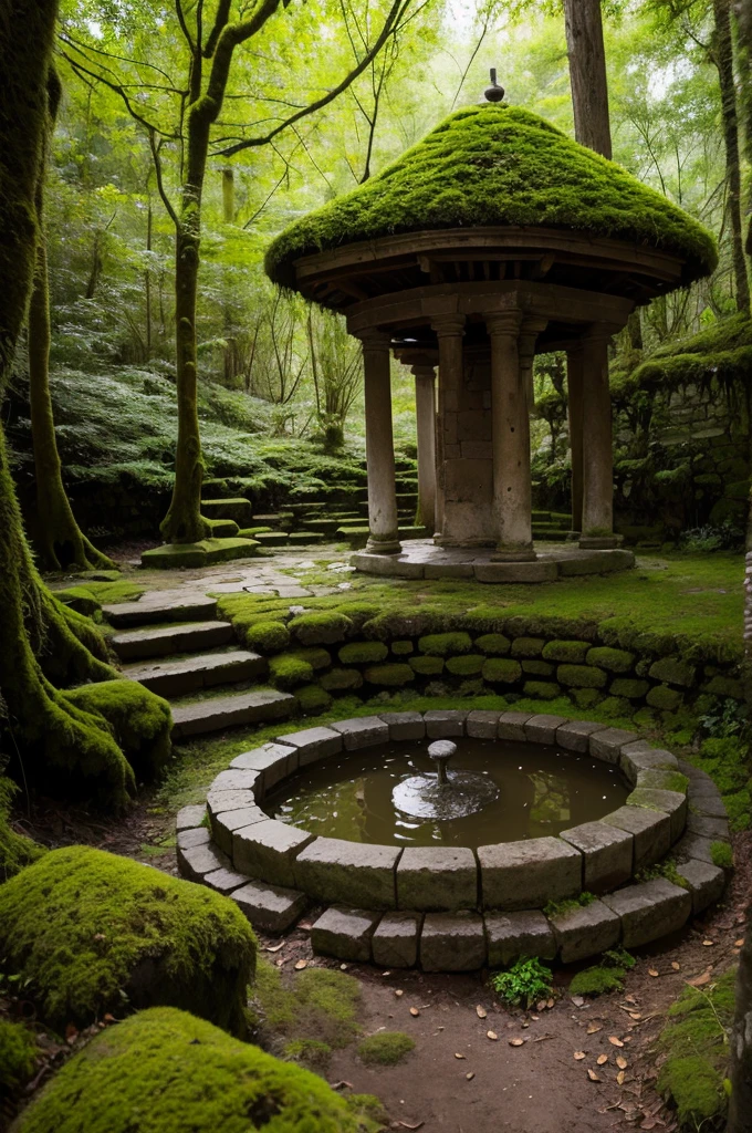 Ancient well with moss