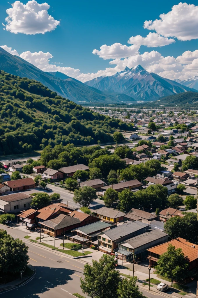 A small town at the foot of the mountain 