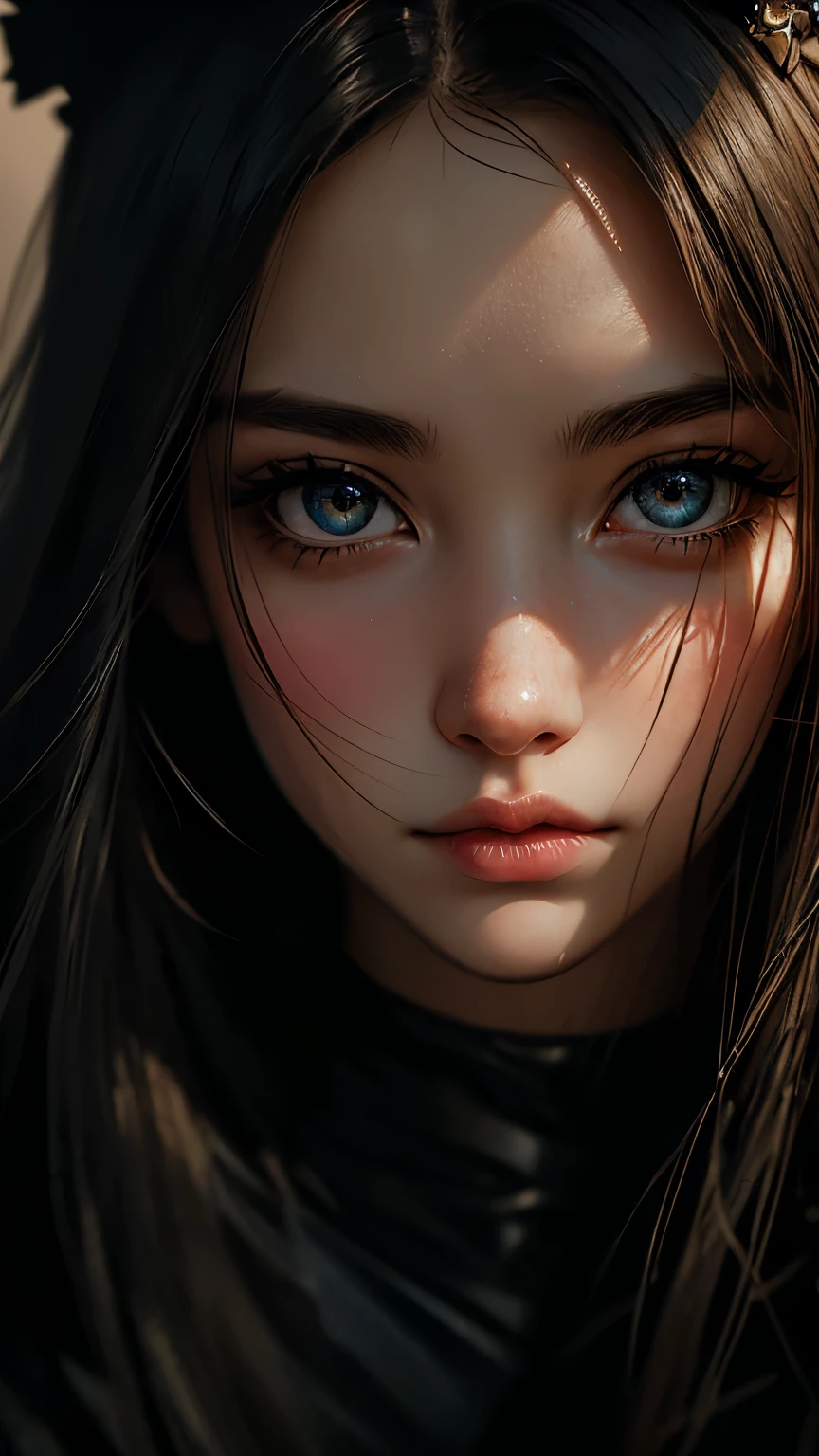 samurai girl, in the style of faded color realism, full body shot, close up full torso from waist to top of head, atmospheric impressionism, darkly romantic realism, pre-raphaelite realism, grainy, black and white photos, soft-focused realism --ar 36:61 --stylize 750 --v 6, water droplets falling on a beautiful woman's face, realistic detail, sharp focus, shiny eyes, tiny droplets, spray, tense concern, desire, poise calmness, mist, steam, texture, wavy top hair crown of head, entire top of head and hair to start of neck, shot with an 85mm Leica lens, f4. 6, ultra realistic concept photography, award winning portrait inspired by Ákos Major.