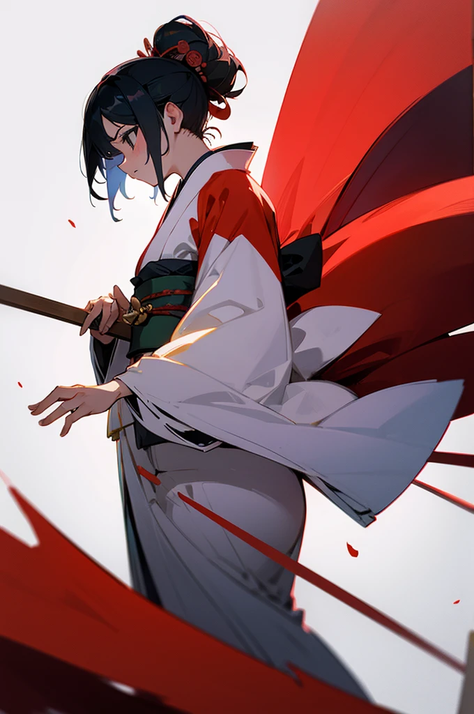 Really strong woman in a kimono