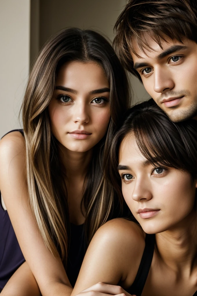 25-year-old light-haired man staring at a 22-year-old dark-haired woman 
