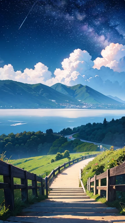 Landscape Photography、wallpaper、Starry Sky、Meteor-like path、Ocean Mountain