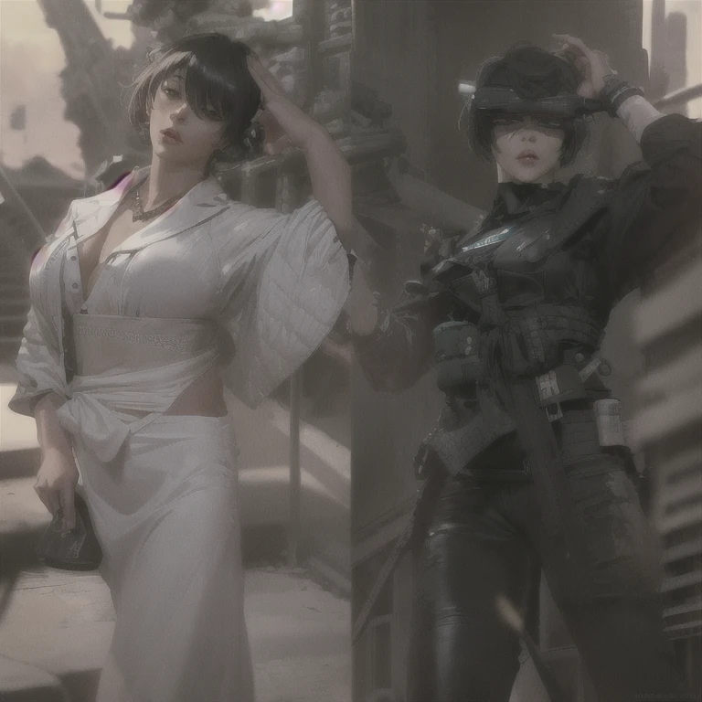 ((The best quality)), ((Masterpiece)), (Very detailed:1.3), ..............3D, beautiful (Cyberpunk:1.3) hacker woman, short hairstyle,short hair, Return to viewer, Thick hair, Operating computer terminal, head mounted display, computer server, LCD screen, fiber optic cable, Company logo, HDR (High Dymanic Range), ray tracing, NVIDIA RTX, super resolution, Unreal 5, Subsoil Scatter, PBR texture, Post-processing, Anisotropic filtering, depth of field, maximum sharpness and sharpness, Multilayer textures, Albedo y Highlight Maps, Surface shading, Accurate simulation of light-material interactions, perfect proportions, octane rendering, duotone lighting, Low ISO, white balance, rule of thirds, wide opening, 8K RAW, efficient sub-pixels, sub-pixel convolution, glow particles, dynamic pose