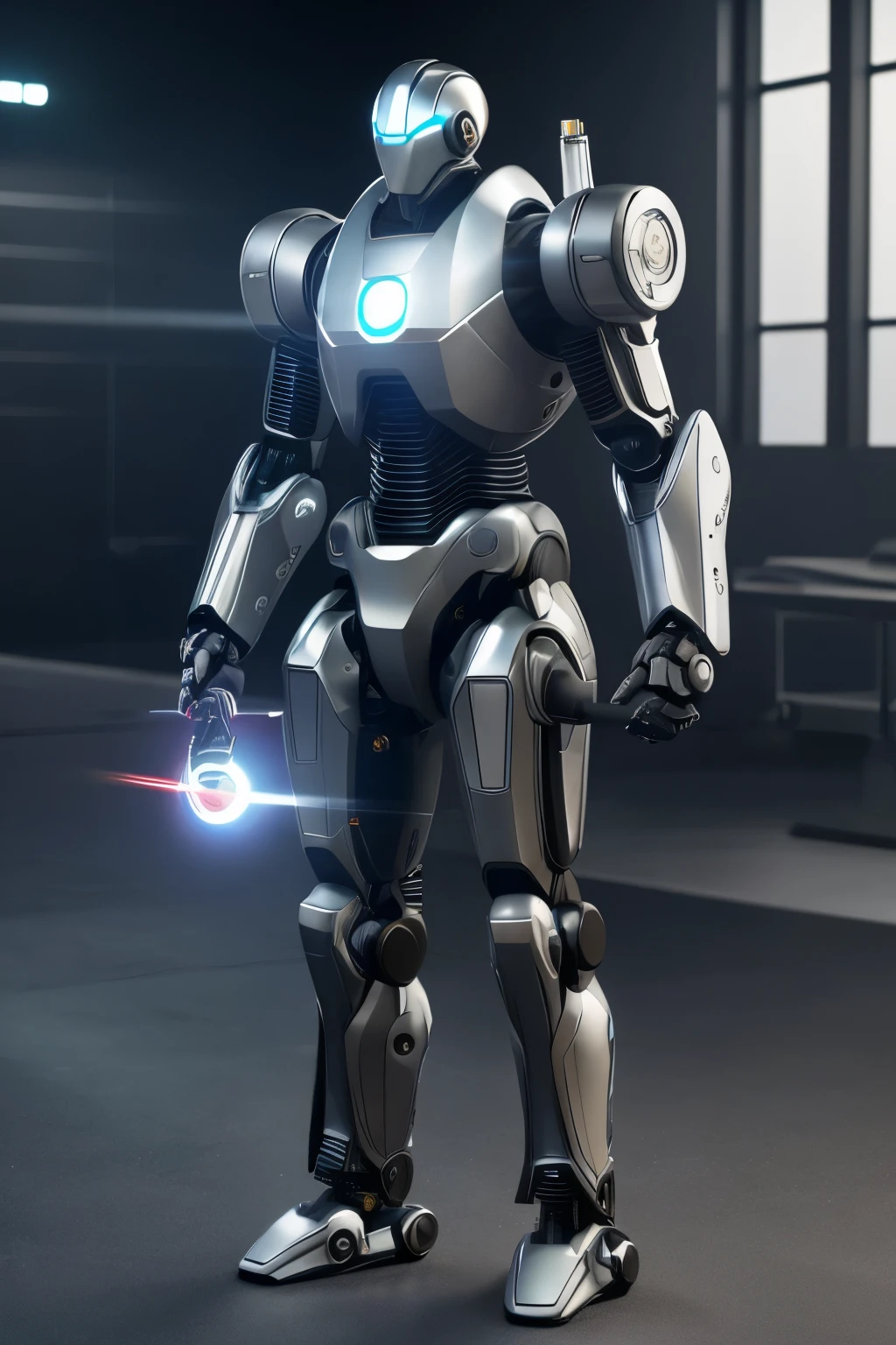Imagine a robot that combines efficiency, futuristic style and advanced features. here is the description:
---
**name:** Humanoid Sentinel
**Height:** 2,5 meters
**material:** Titanium alloy reinforced with carbon nanofibers for strength and lightness.
**Design:**
- **Head:** The robot's head has a panoramic LED display that displays real-time information, such as operational status and thermal vision. A parte superior da cabeça possui Sensors e câmeras 360 graus para uma visão completa do ambiente.
- **cos:** The torso is robust and streamlined, with a smooth, metallic surface that reflects a silvery shine. There are adjustable armor plates that cover vital internal components.
- **arms:** The arms are strong and flexible, Equipped with multiple joints for maximum range of motion. Each hand has five fingers that can transform into different tools (keys, cutters, Sensors, etc.) as needed.
- **flegs:** Legs are powerful, allowing high mobility and stability. They have advanced shock absorbers to absorb impacts and magnetic stabilizers for climbing metal surfaces.
**Functionalities:**
- **Human Control:** O robô é controlado por um operador humano que usa um traje de realidade aumentada com Sensors de movimento, allowing the robot to imitate the operator's movements in real time.
- **Artificial intelligence:** Powered by AI for basic autonomous operations, such as navigation and data analysis, assisting the operator with repetitive or dangerous tasks.
- **communication:** It has an advanced communication system that allows the operator to speak and listen through the robot, facilitating interactions in risky environments.
- **energy:** Powered by a long-lasting battery with additional solar cells for recharging on the go.
**Applications:**
- **Rescue and Rescue:** Equipado com ferramentas de corte e Sensors térmicos para localizar e resgatar vítimas em desastres naturai