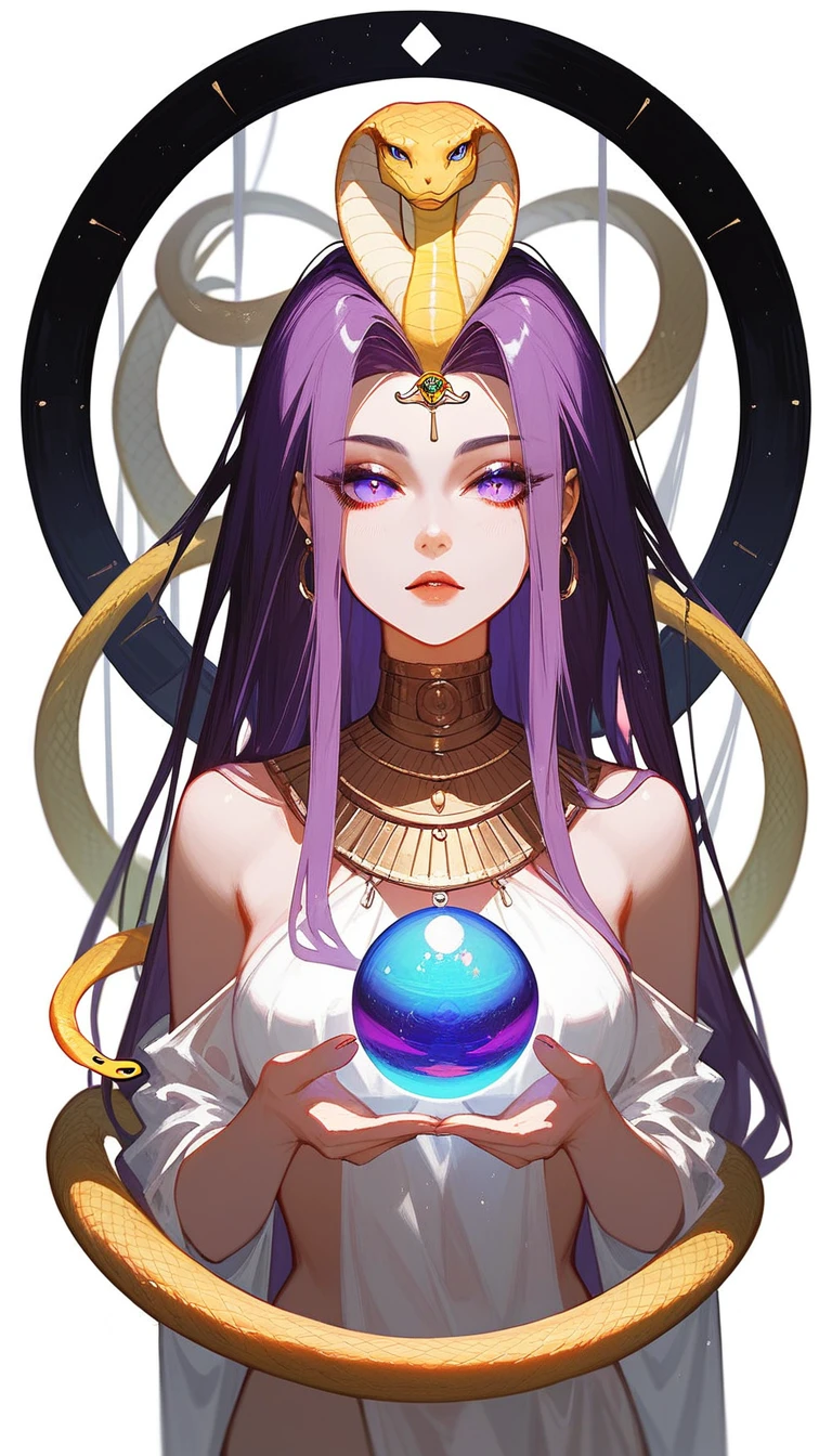 (Fraction_9,Fraction_8_Direction_7_up),(1 woman),(Sexy),Medusa,Hydra,Pharaoh snake head,silk,Orb,Bow and Arrow,Snake Eyes,