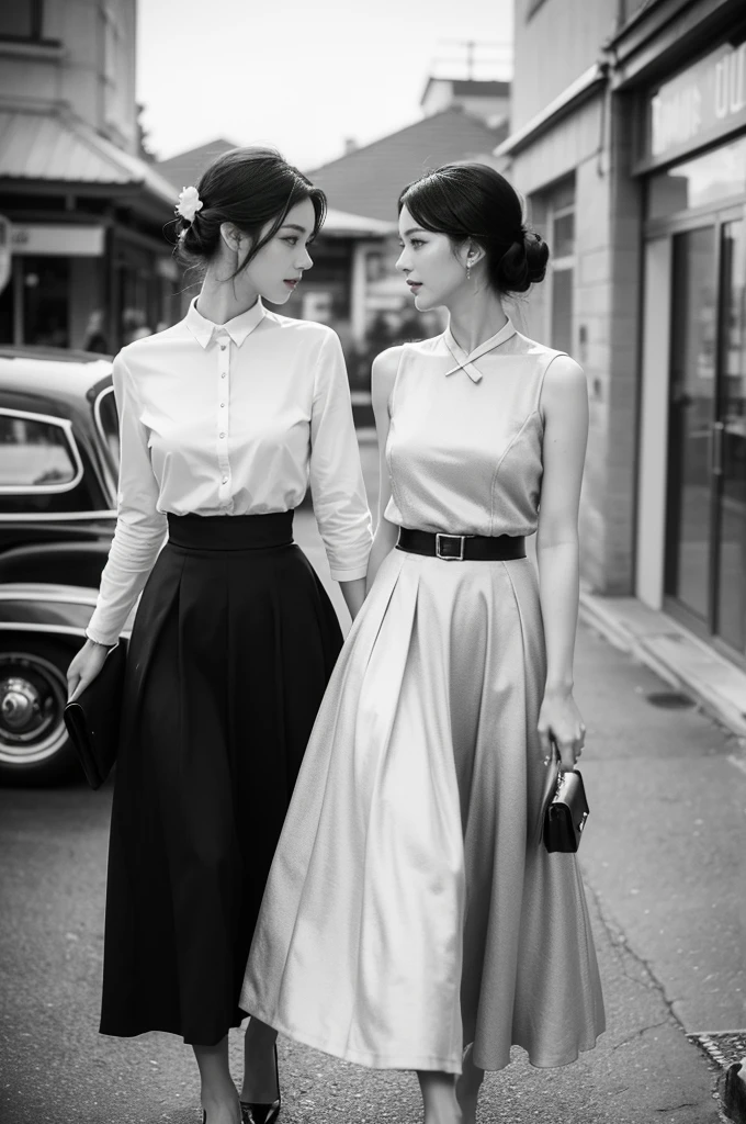 Fashion in the 50s was a period full of elegance and retro charm，The fashion of this period was thin waist.、Features a full skirt and exquisite details。Here are some of the key elements of 50s fashion：

A-line skirt：50年代的女性时尚以A-line skirt为主，This type of skirt usually has a wide skirt，Higher waistline，Emphasizes a woman&#39;s slim waist。Pearls and other exquisite jewelry：Pearl Necklace、Accessories such as earrings and brooches add elegance and sophistication to a 50s look.。