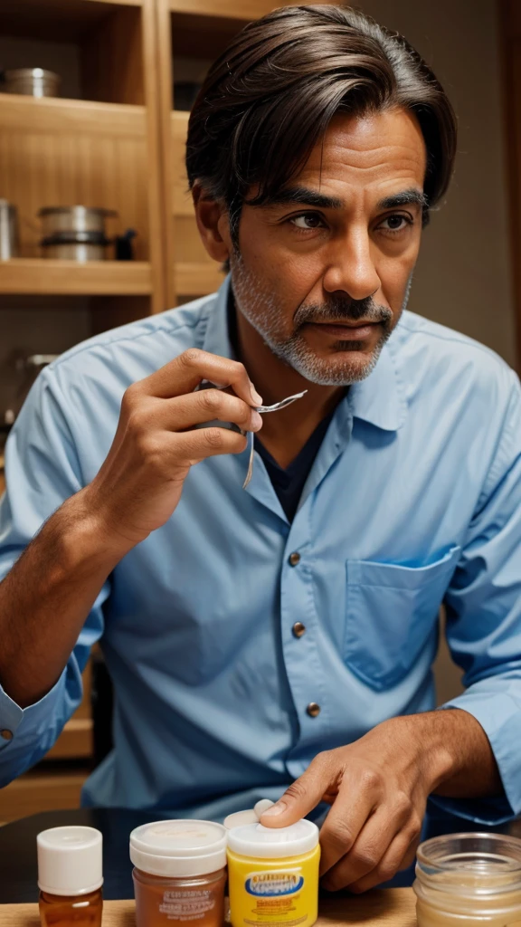 A men Scientist Inventor of vaseline eat by tablespoon