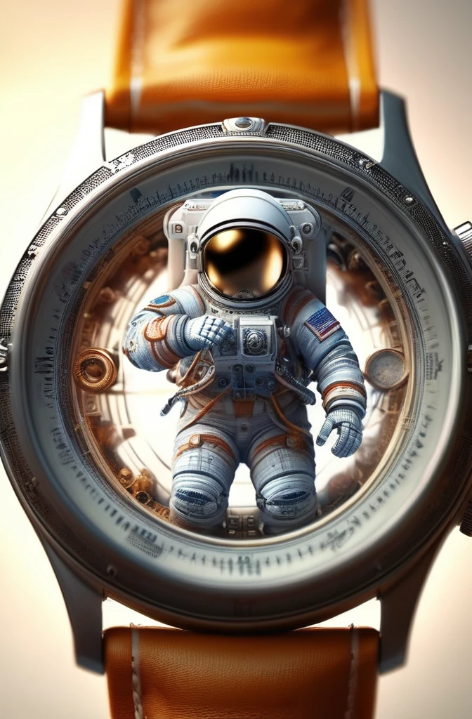 Film grain of an astronaut repairing a watch in space, Bokeh