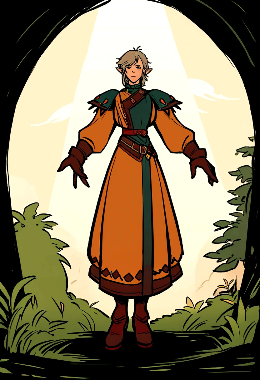 full body, person for the zelda game,Legend of Zelda, the zelda manga, man, zelda character ff, in the style of ian mcque, temmie chang, stylish costume design, romanticized depictions of wilderness, jean-baptiste monge, science academia
