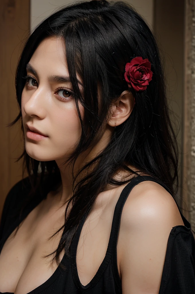 Anime Man with black hair and red eyes
