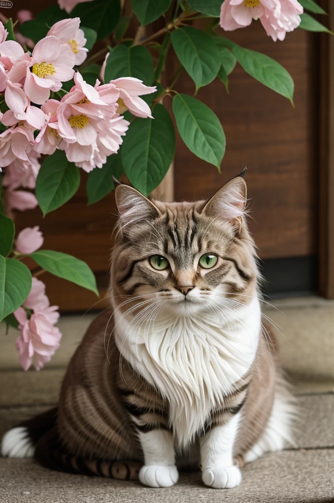 Sprigatito is based on a long-haired domestic cat. It has a silky coat, of green tones, which has a composition similar to a plant, and for this reason it can obtain energy by doing photosynthesis. It has details similar to tree leaves in the spot between its nose and its pink eyes., or in the shape of the fur on the cheeks and chest. his tail is fluffy, and its quite small legs. Under these there are some pink pads., but you can't see his fingers. In his upper jaw, when he opens his mouth, a pair of sharp and small fangs can be seen.