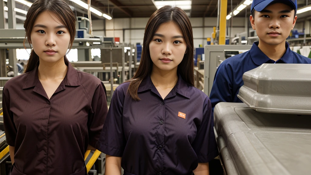 Picture of three people standing side by side, Worker, from China, Business, Cover photo , Work clothes, Skilled, Work clothes, , Company Profile Factory Photos