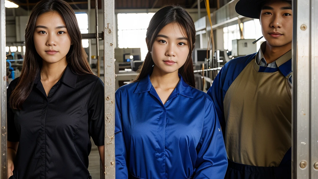 Picture of three people standing side by side, Worker, from China, Business,  Cover photo , Work clothes, Skilled, Work clothes, , Company Profile Factory Photos