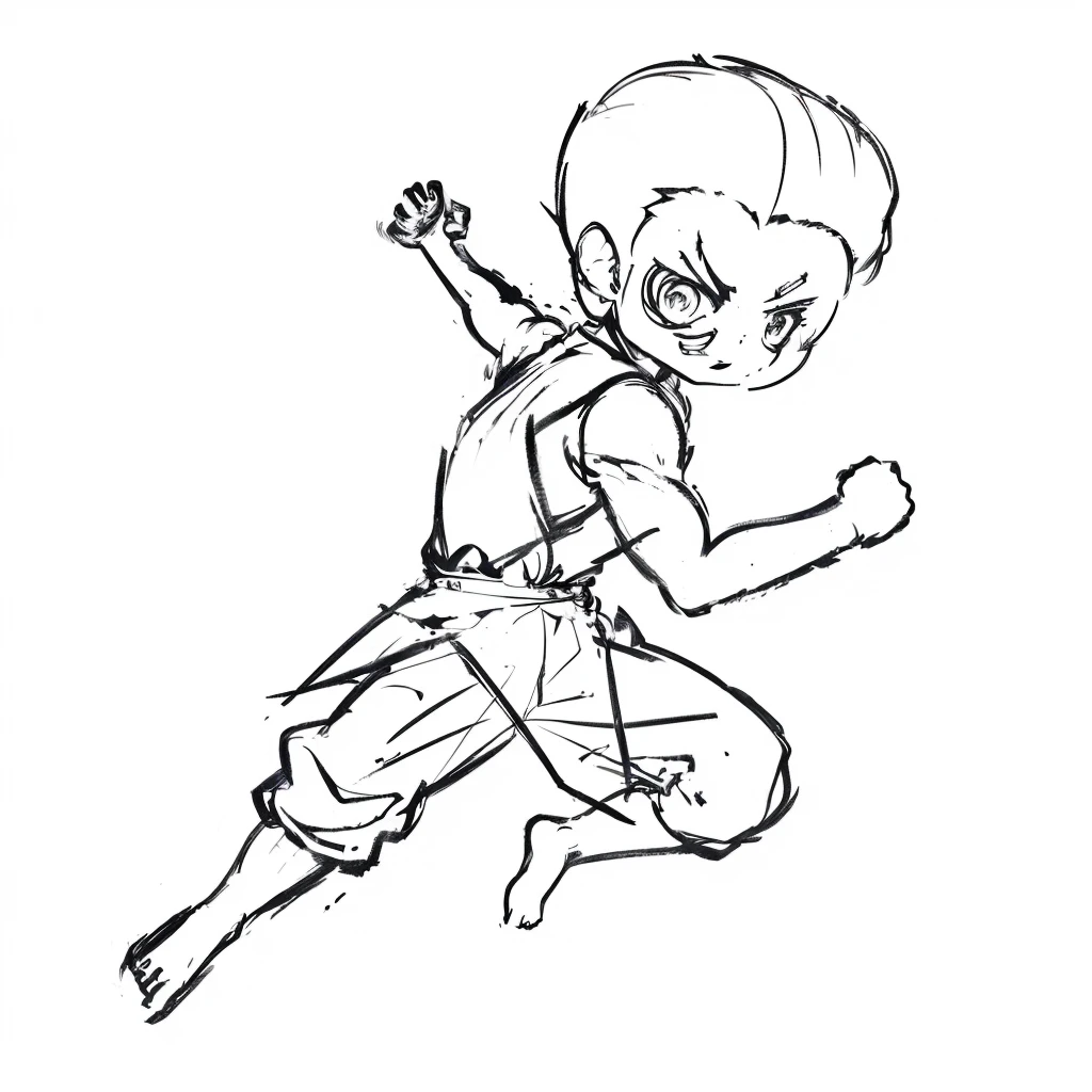 a drawing of a boy running with his arms outstretched, fight pose, fighting pose, fighter pose, martial art pose, sf 5 ink style, sf5 ink style, intense line art, fighting stance, attack pose, sharp lineart, combat pose, fullbody!! dynamic action pose, dynamic action pose, simple lineart, battle action pose, karate pose