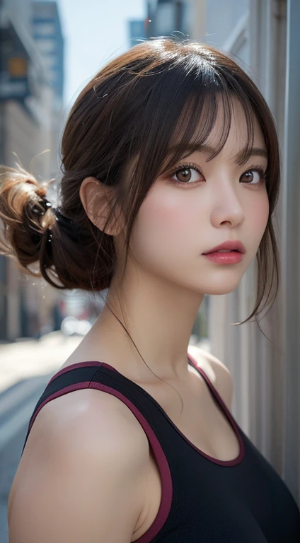 masutepiece, Best Quality, Illustration, Ultra-detailed, finely detail, hight resolution, 8K Wallpaper, Perfect dynamic composition, Beautiful detailed eyes,Colossal tits, fitness wear, Natural Color Lip,